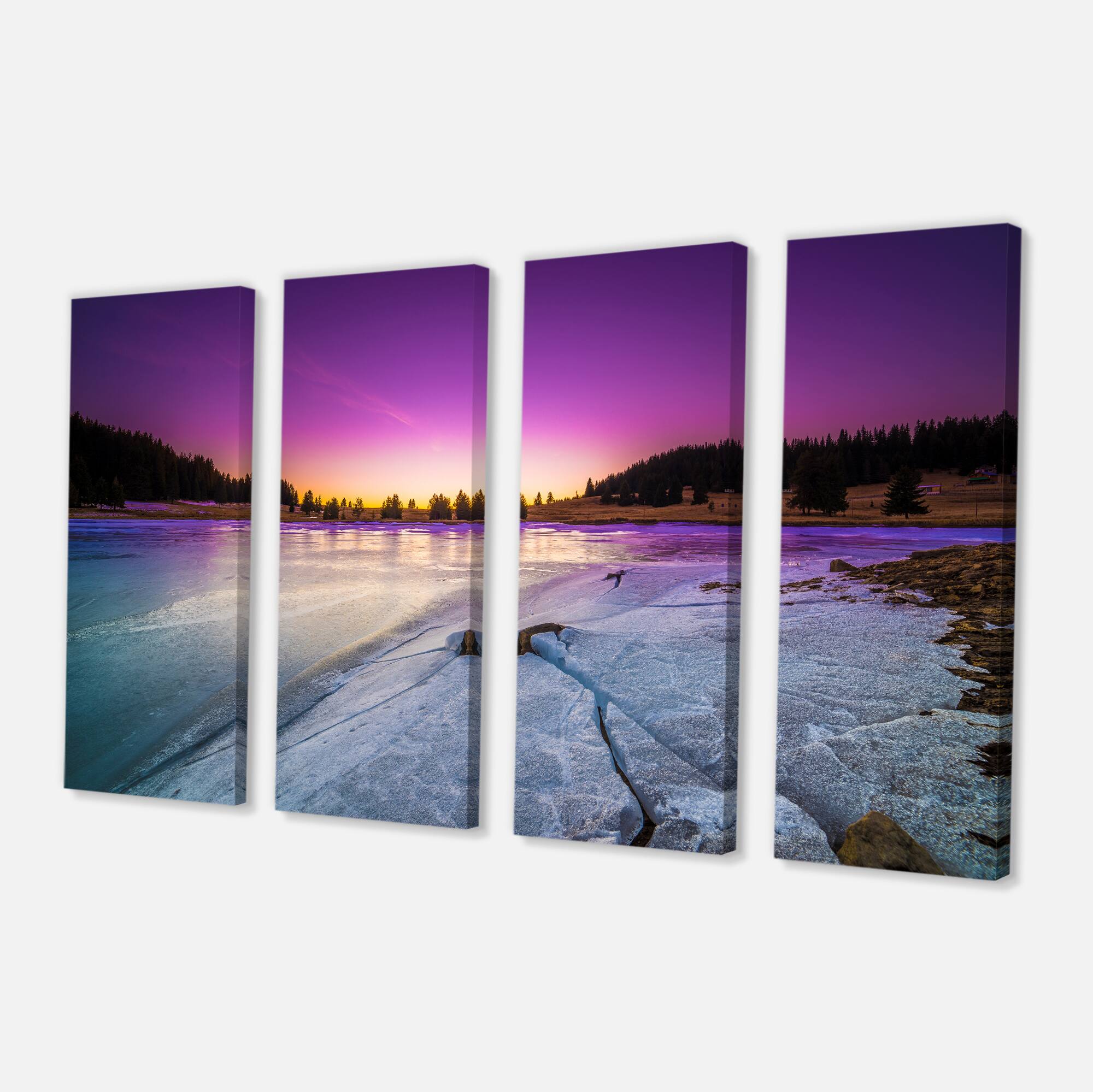 Designart - Sunrise over Frozen Lake - Landscape Canvas Art Print