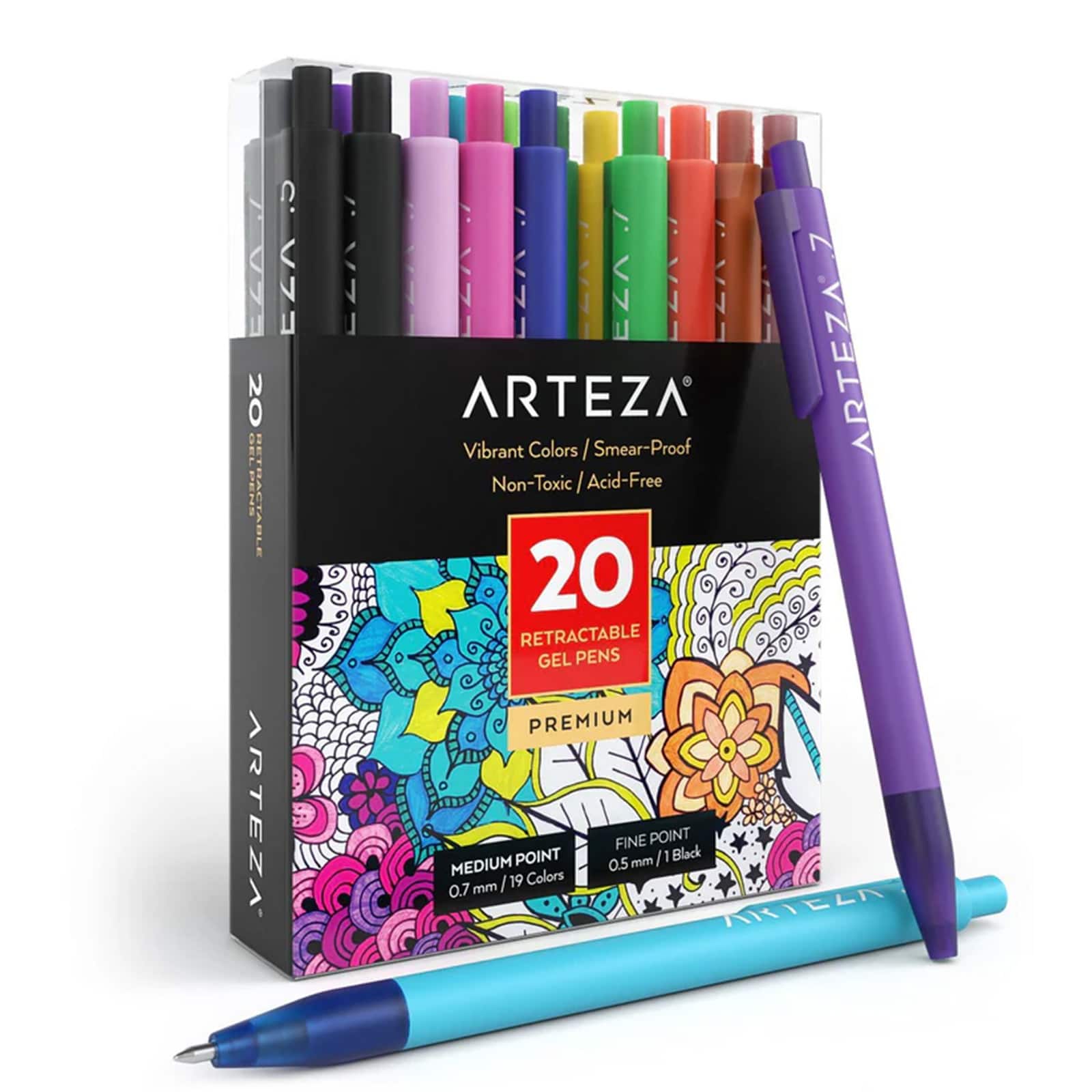 Arteza&#xAE; Medium &#x26; Fine Point Retractable Gel Pen Set