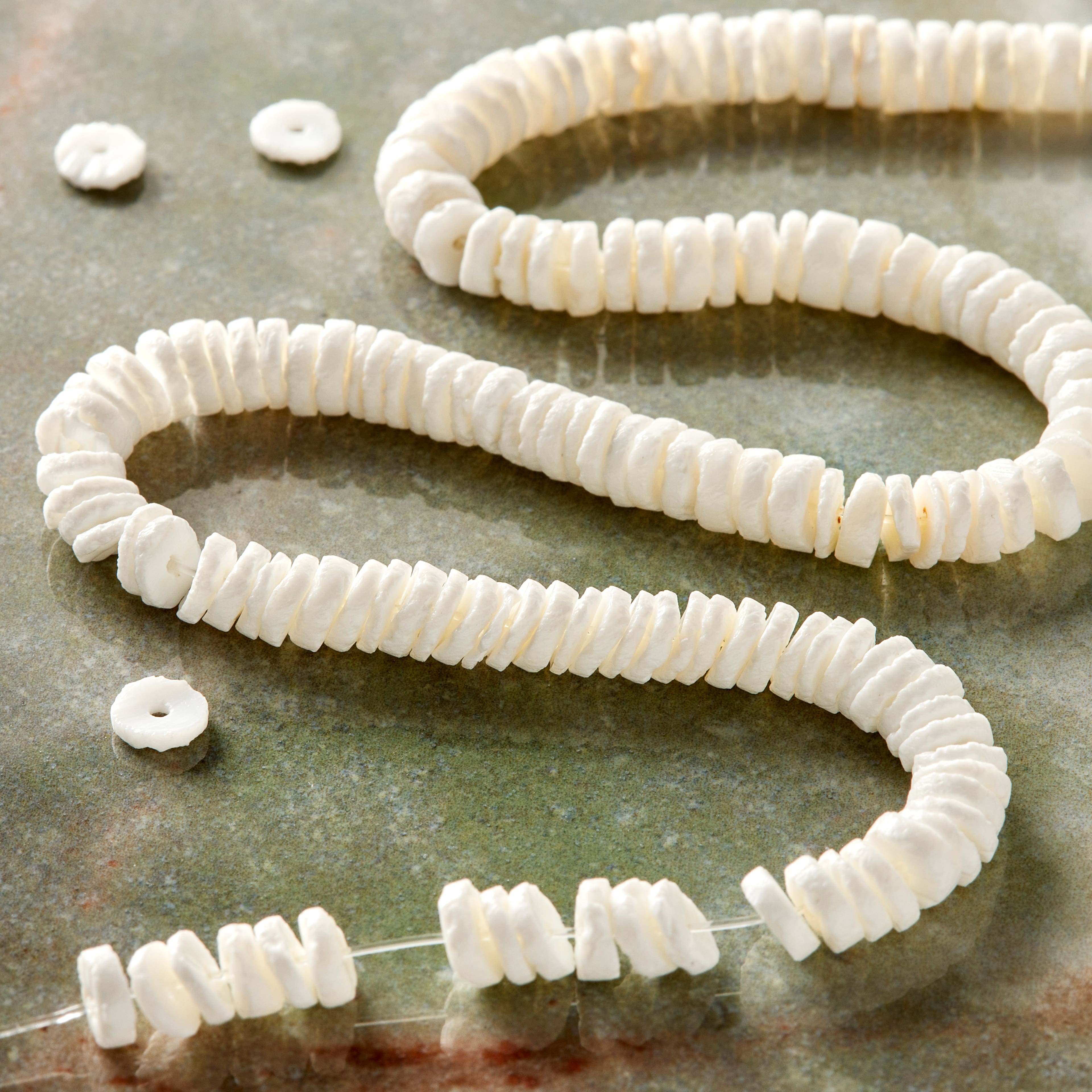 12 Pack: White River Shell Rondelle Beads, 5mm by Bead Landing™