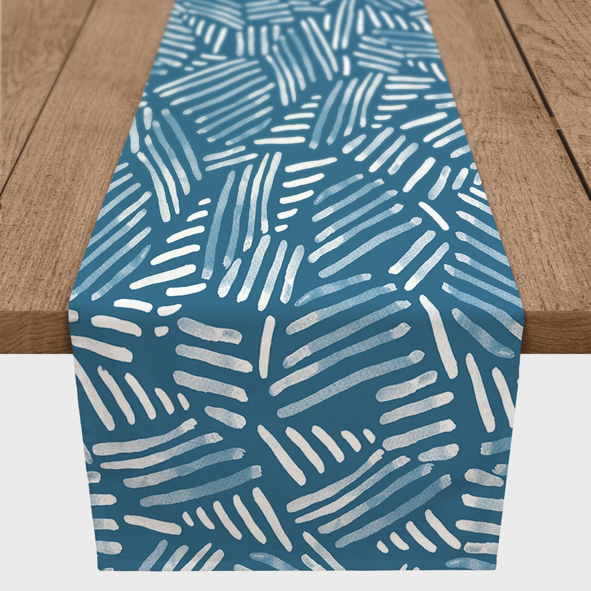 72" Watercolor Stripe Pattern Cotton Twill Runner