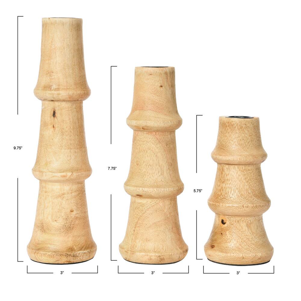 Hello Honey&#xAE; Wooden Waves Taper Candle Holder Set