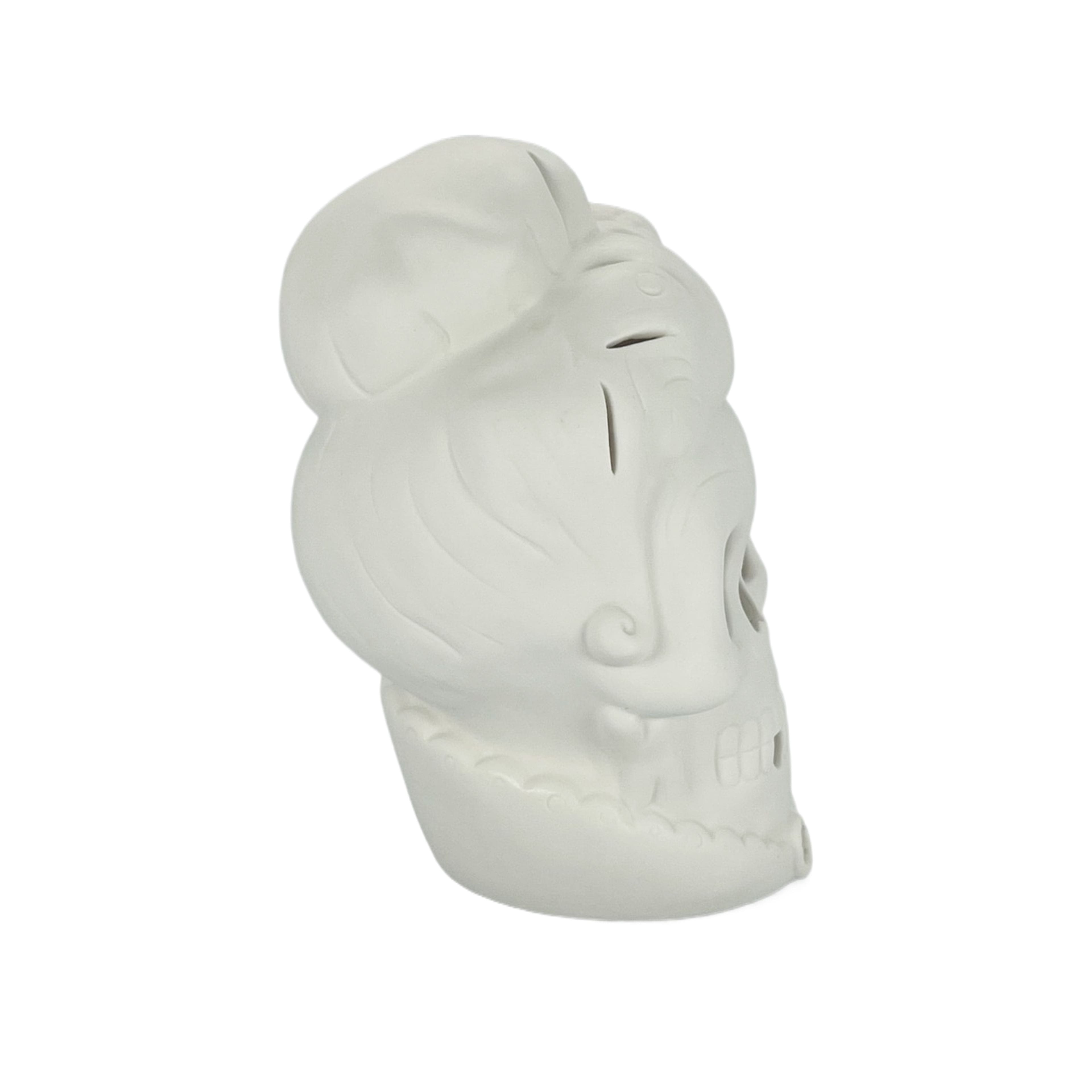 8" DIY Ceramic LED Fancy Updo Skull Décor by Make Market®