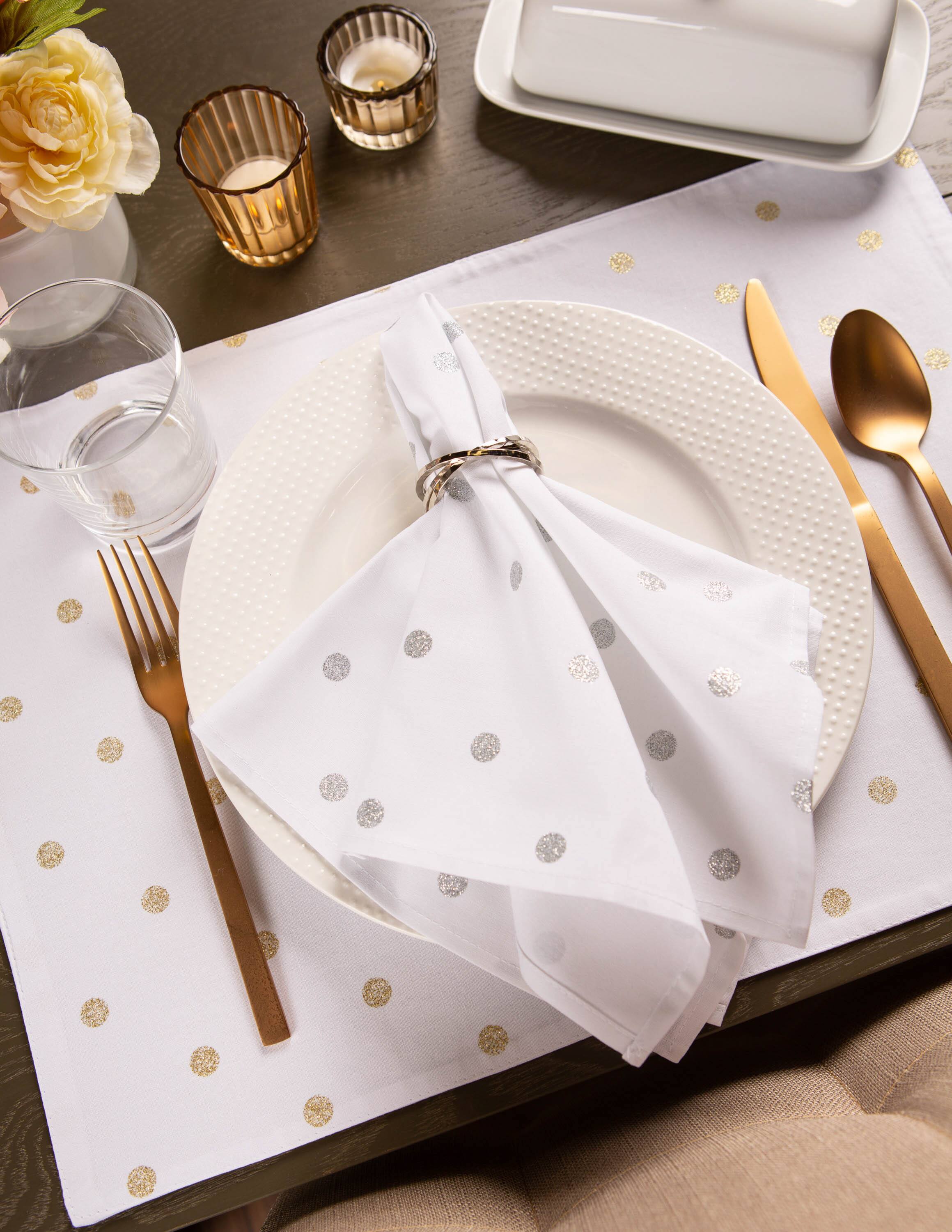 DII® Reversible Polka Dot Placemat(Set of 4) Metallic Silver/White