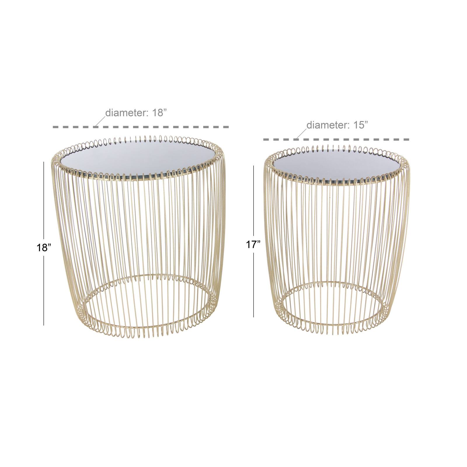 Gold Metal Contemporary Accent Table Set