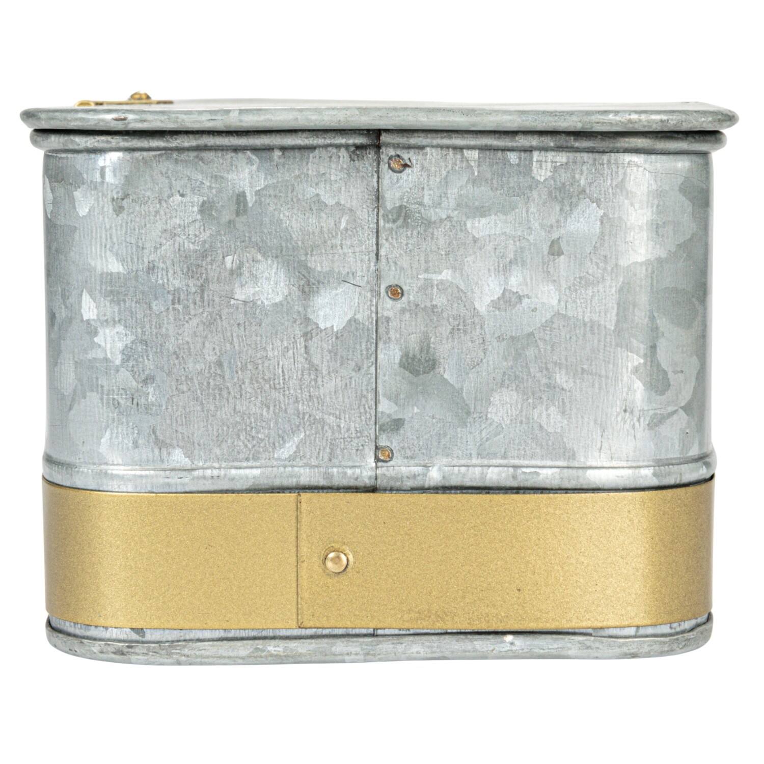Hello Honey&#xAE; Silver Rectangular Metal Nesting Storage Boxes with Hasp Lock