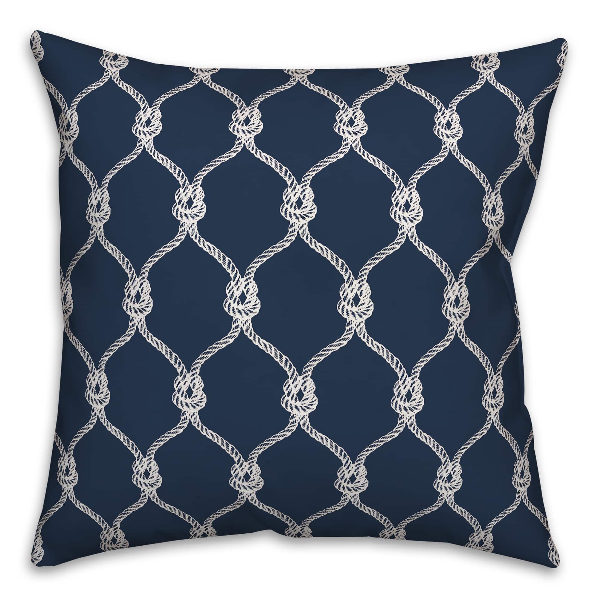 Navy Blue Nautical Knots Throw Pillow
