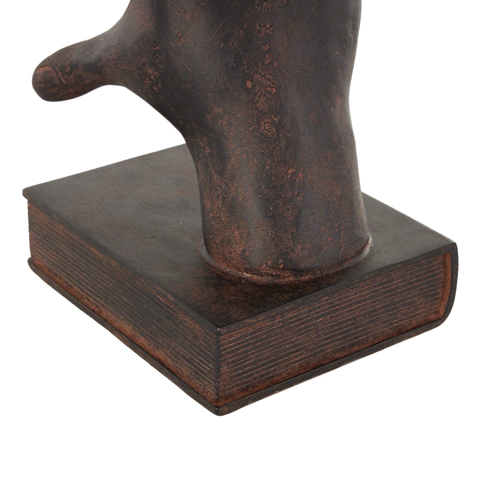 7.5&#x22; Dark Brown Hands Heart Inspired Decorative Bookend Set with Butterfly &#x26; Copper Accents