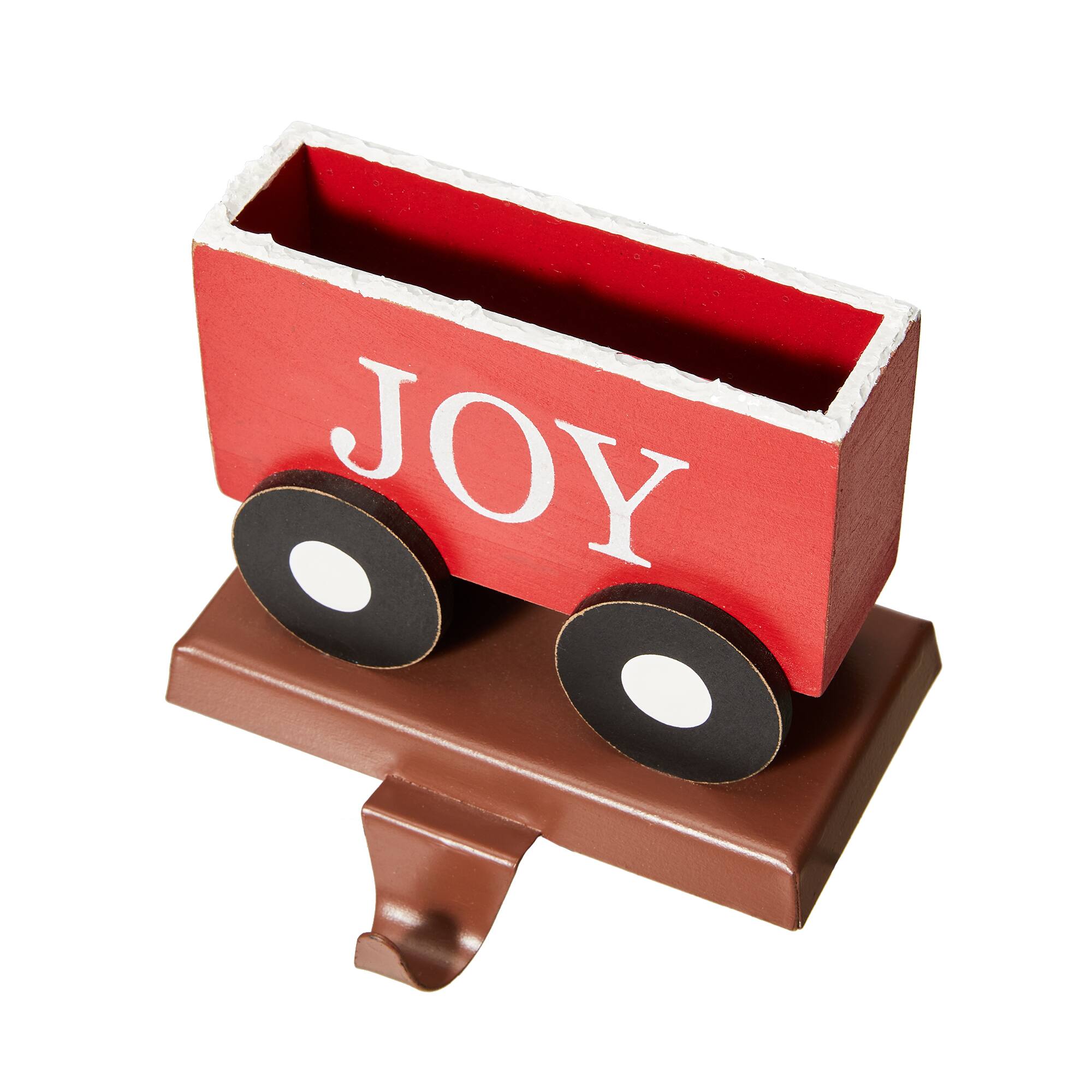 Glitzhome® 9" Christmas Train Wooden Metal Stocking Holder Set Christmas Stockings & Holders