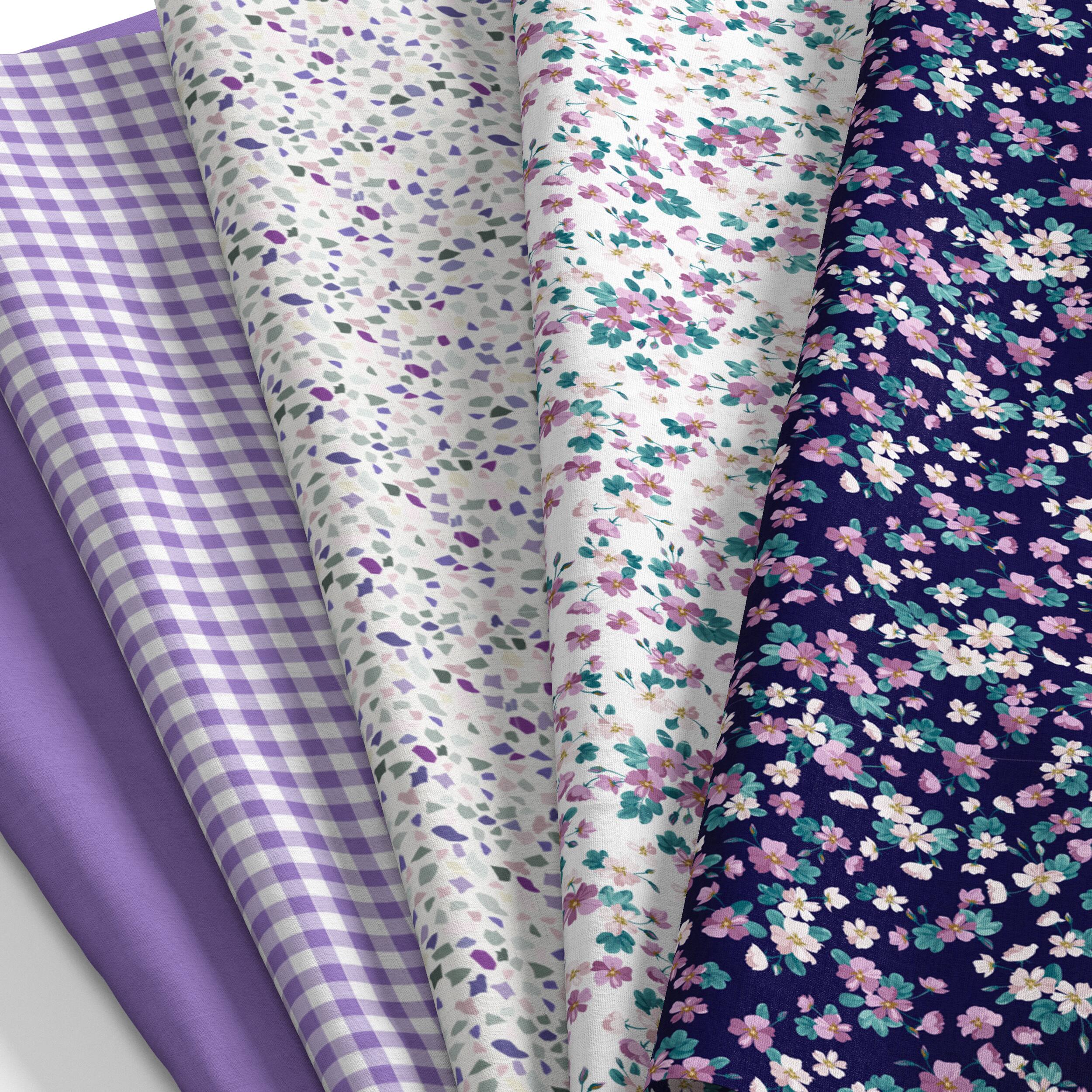 SINGER Violet Floral Cotton Fabric Bundle