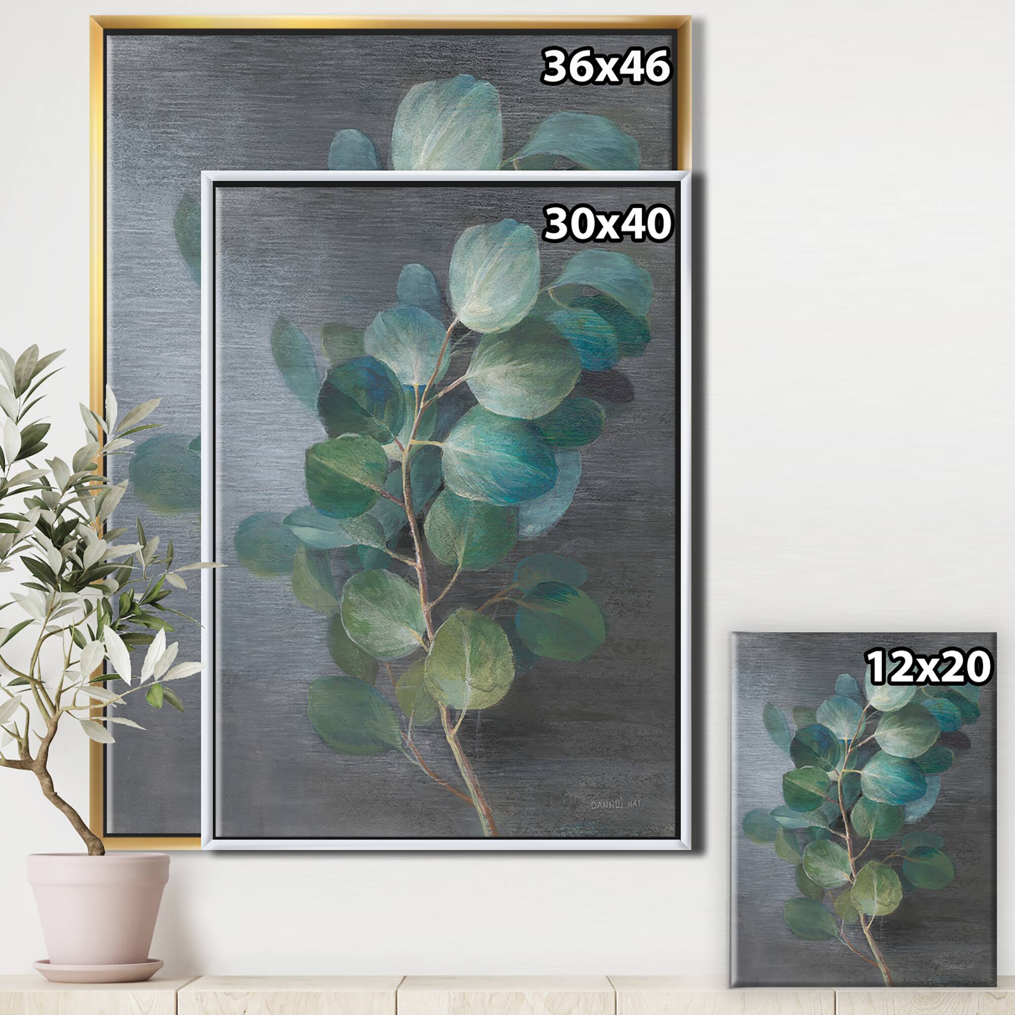 Designart - Fresh leaves I - Traditional Canvas in Gold Frame