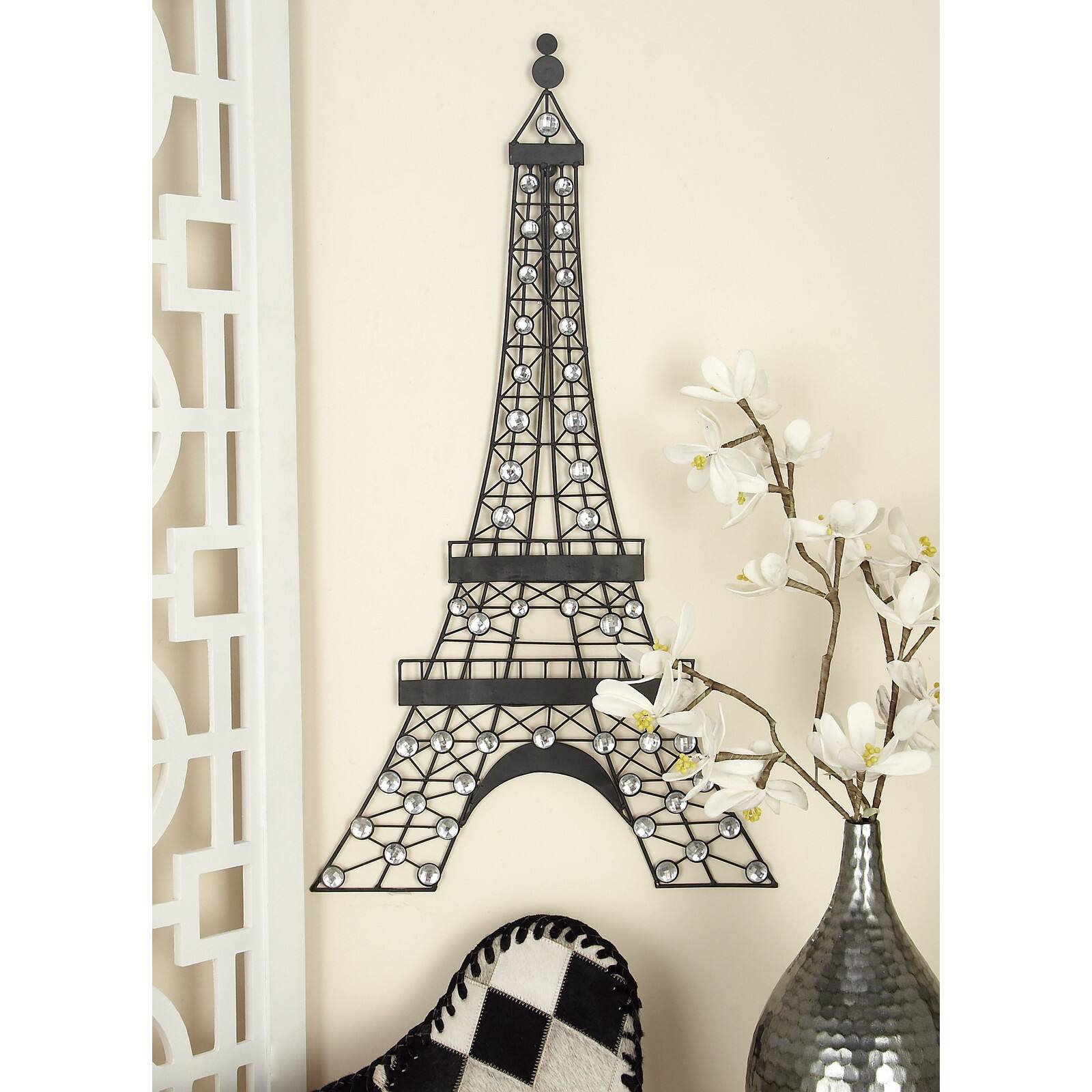 32" Black Metal Eiffel Tower Glam Wall Décor