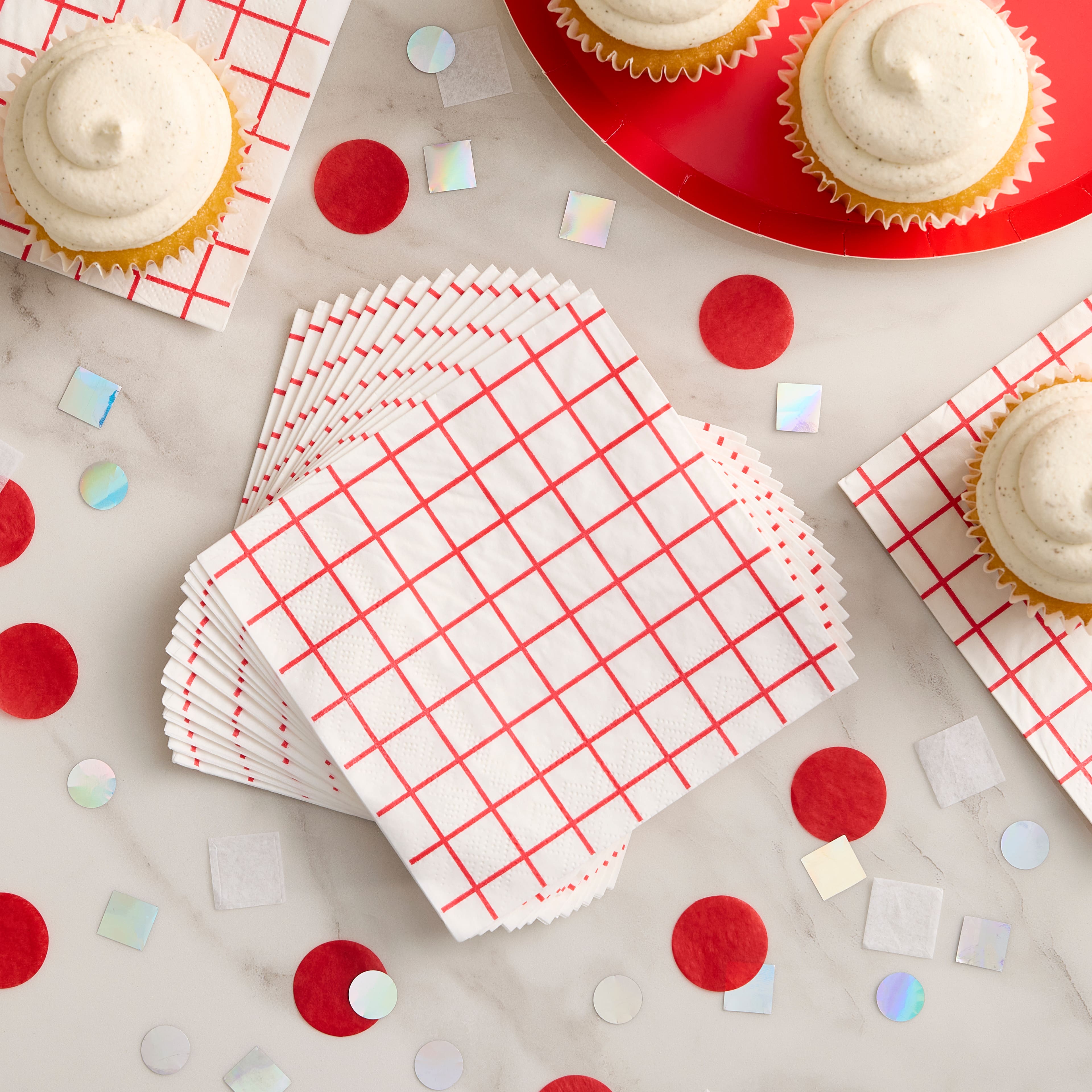 Grid Paper Beverage Napkins by Celebrate It&#x2122;, 20ct.