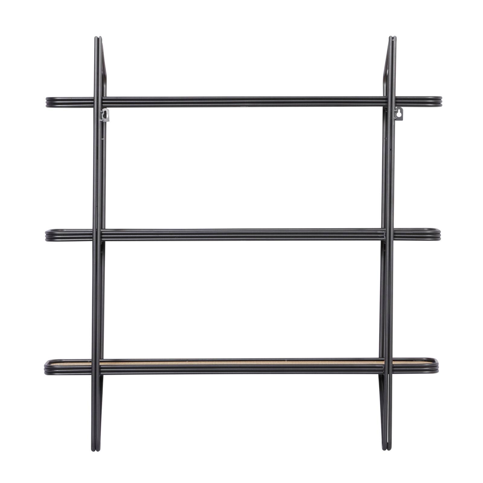 Gray Metal and Wood Industrial Wall Shelves, 34&#x22; x 32&#x22; x 6&#x22;