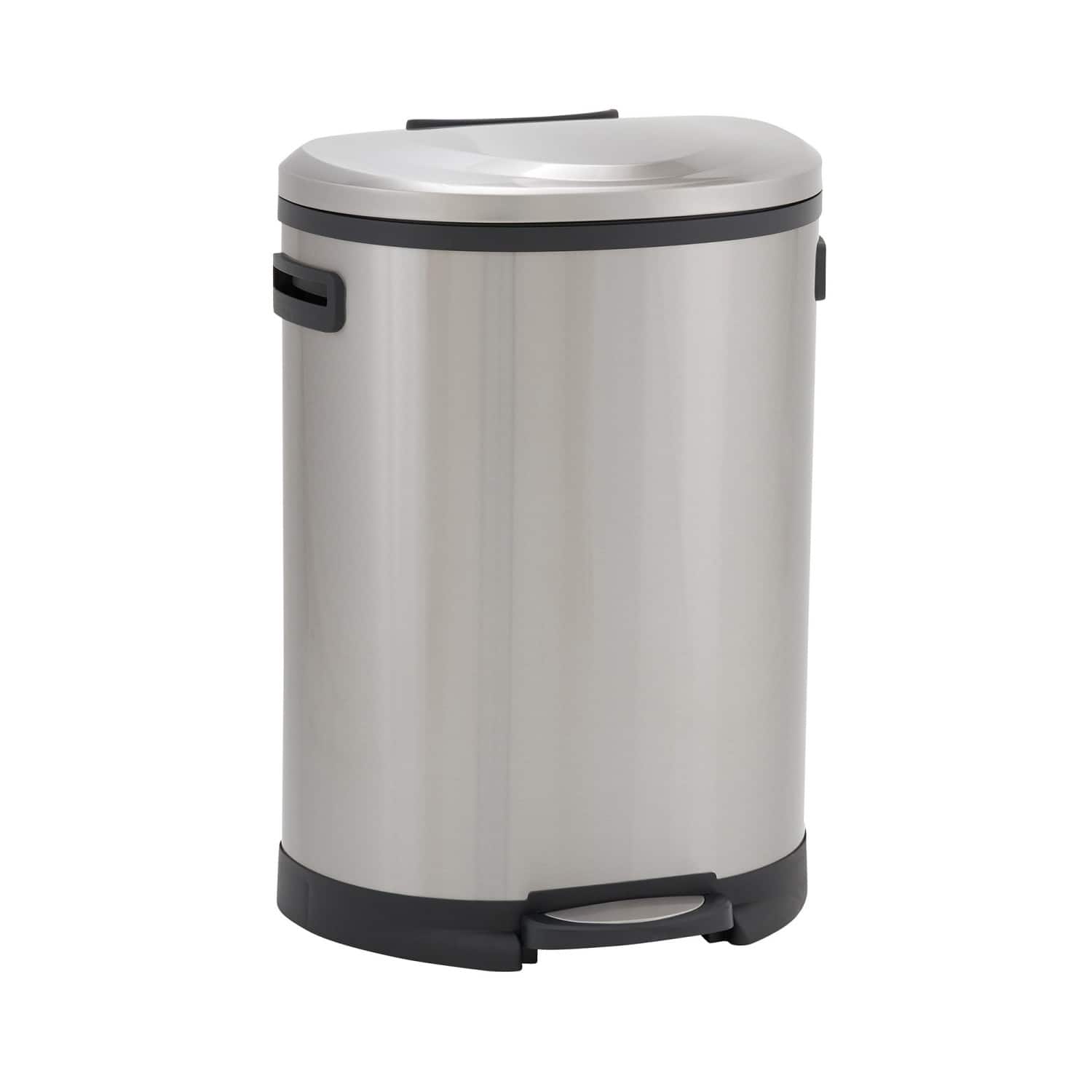 Household Essentials 13 gal. Stainless Steel Oval Trash Can with Step
