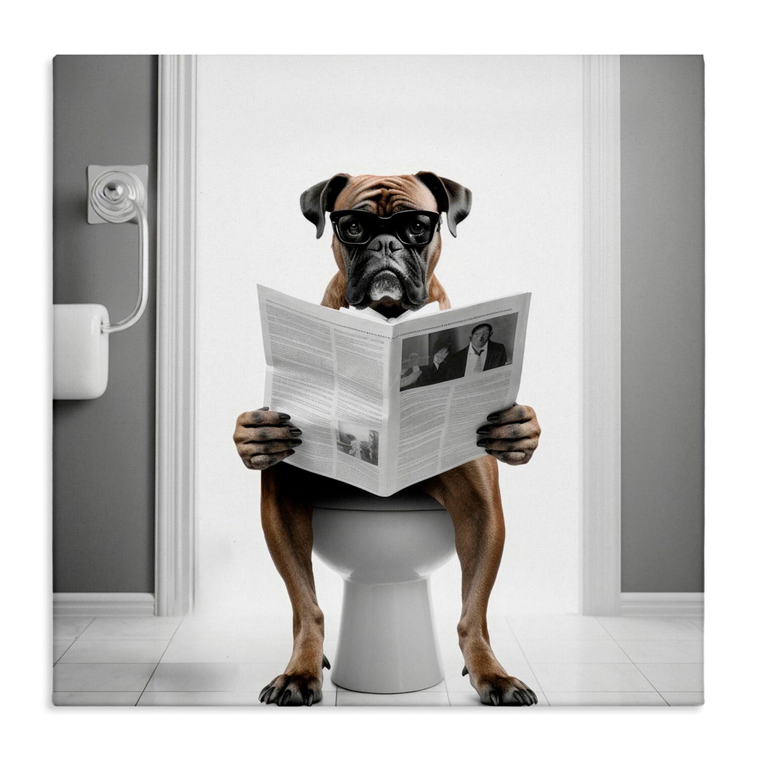 Stupell Industries Boxer Dog & Newspaper Canvas Wall Art