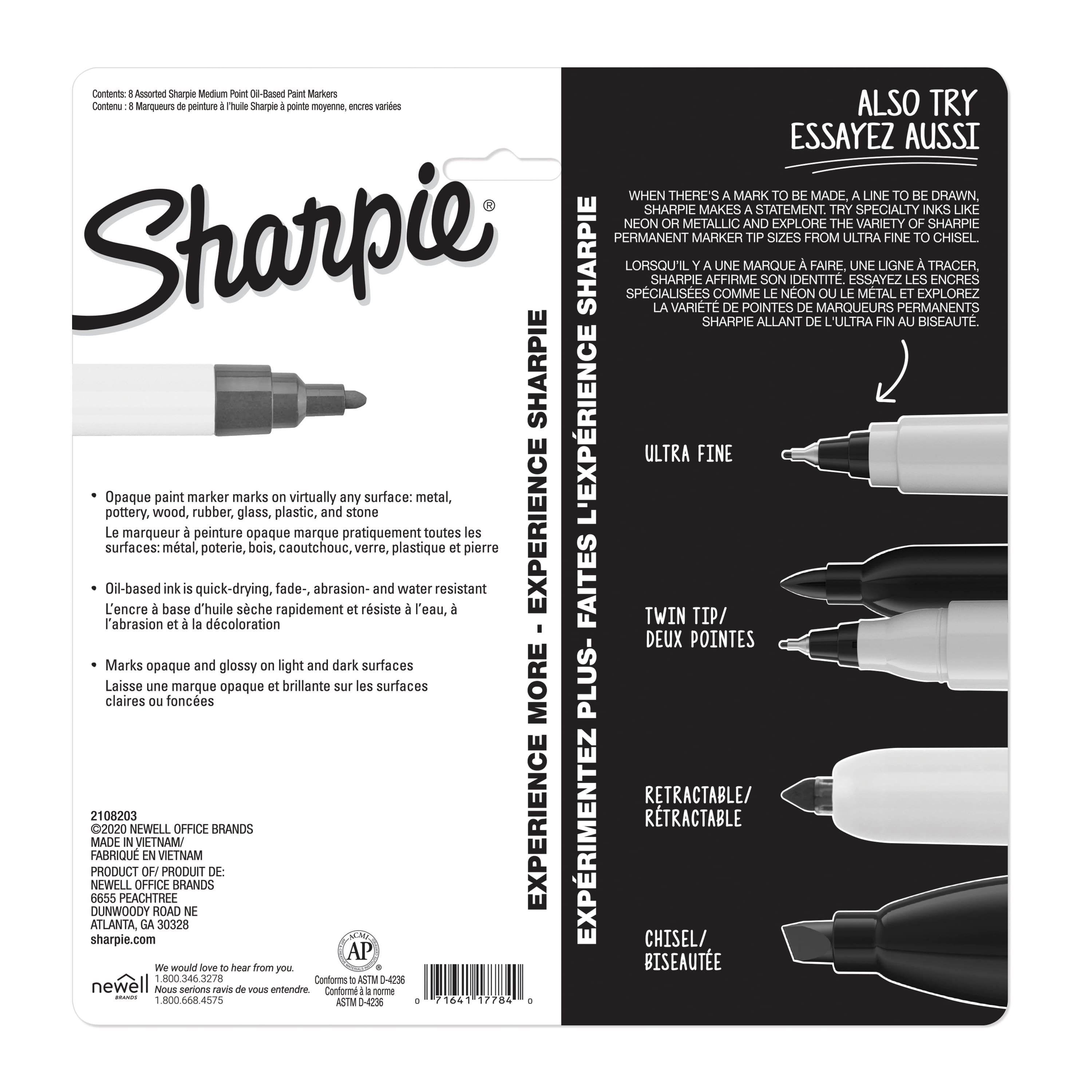 Sharpie Oil-Based Paint Marker, Fine Point, Assorted Pastel Colors, Pack of  6, Bundle with Plastic Reusable Pouch