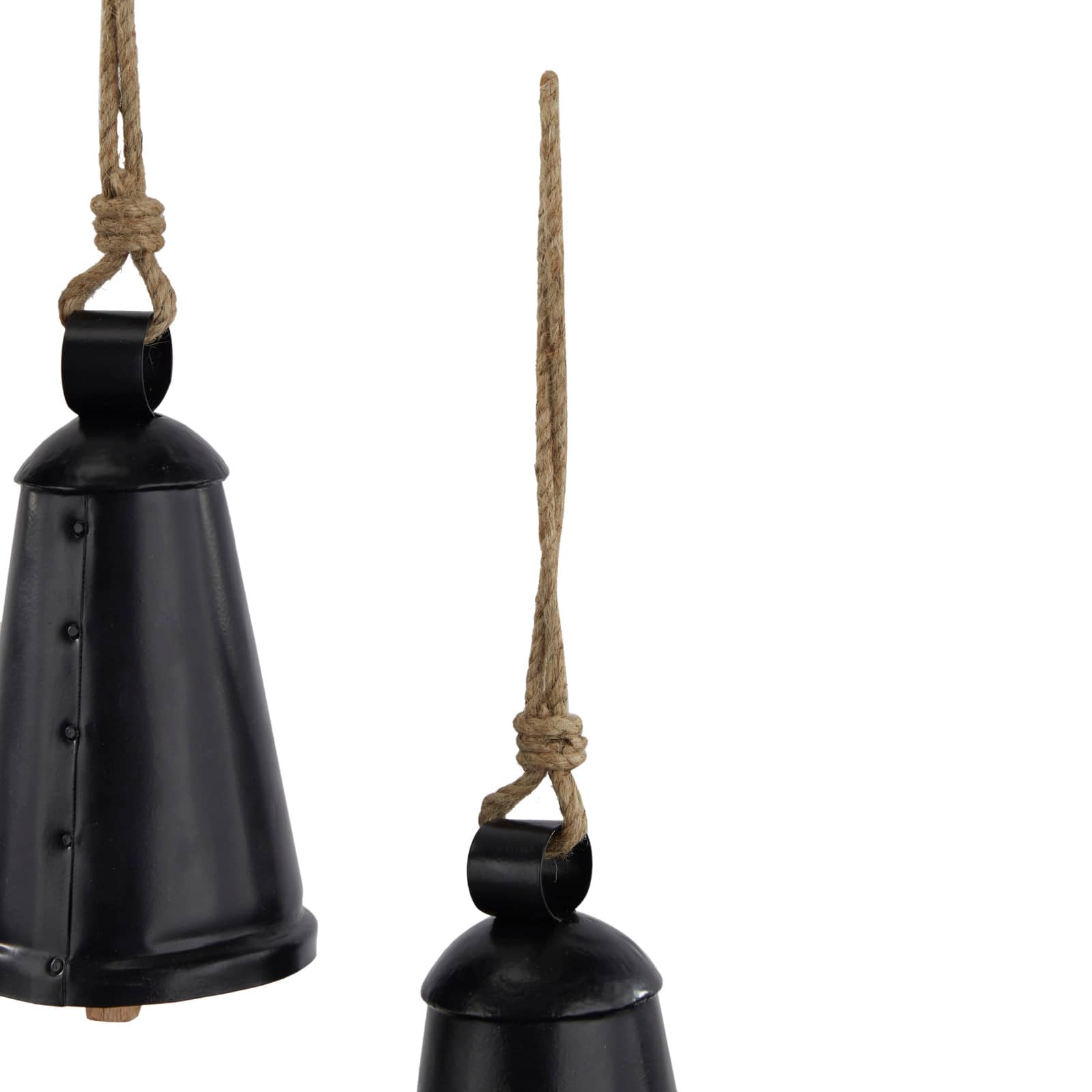 Black Metal Bohemian Decorative Cow Bell, Set of 3" 13", 10", 9"