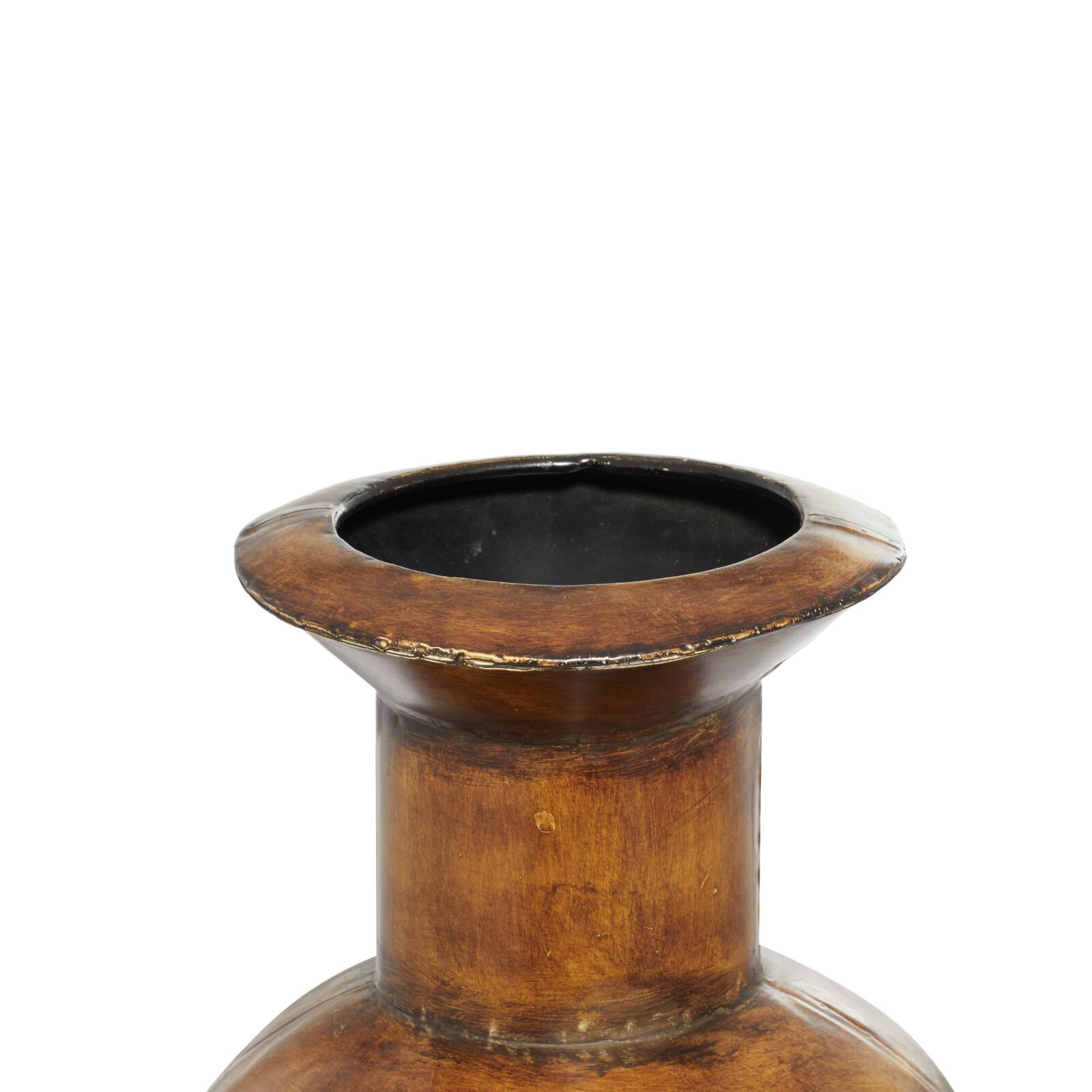 Set of 3 Brown Metal Rustic Vase, 50", 35", 26"