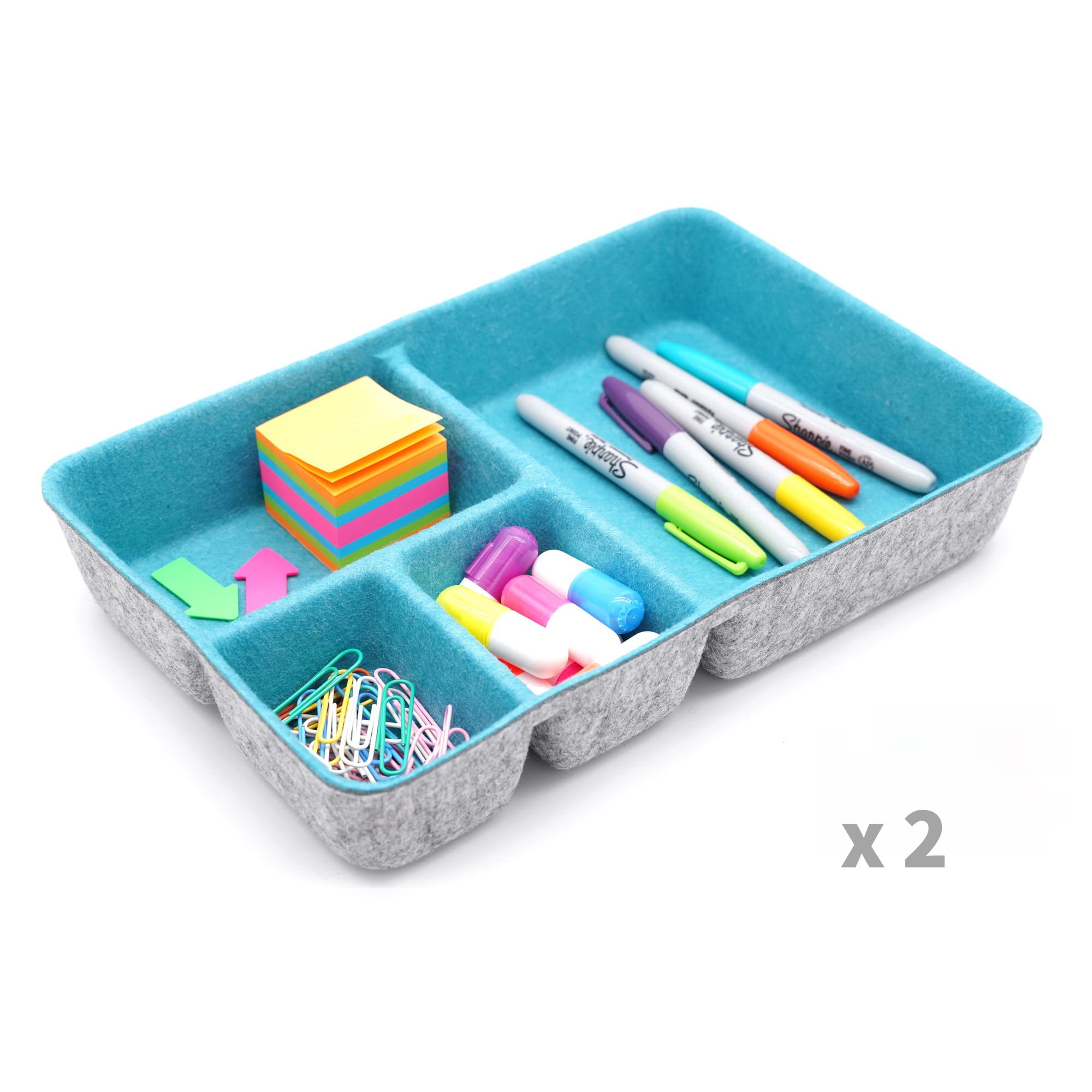 Welaxy 2 Piece Felt 4 Compartment Drawer Organizer Trays