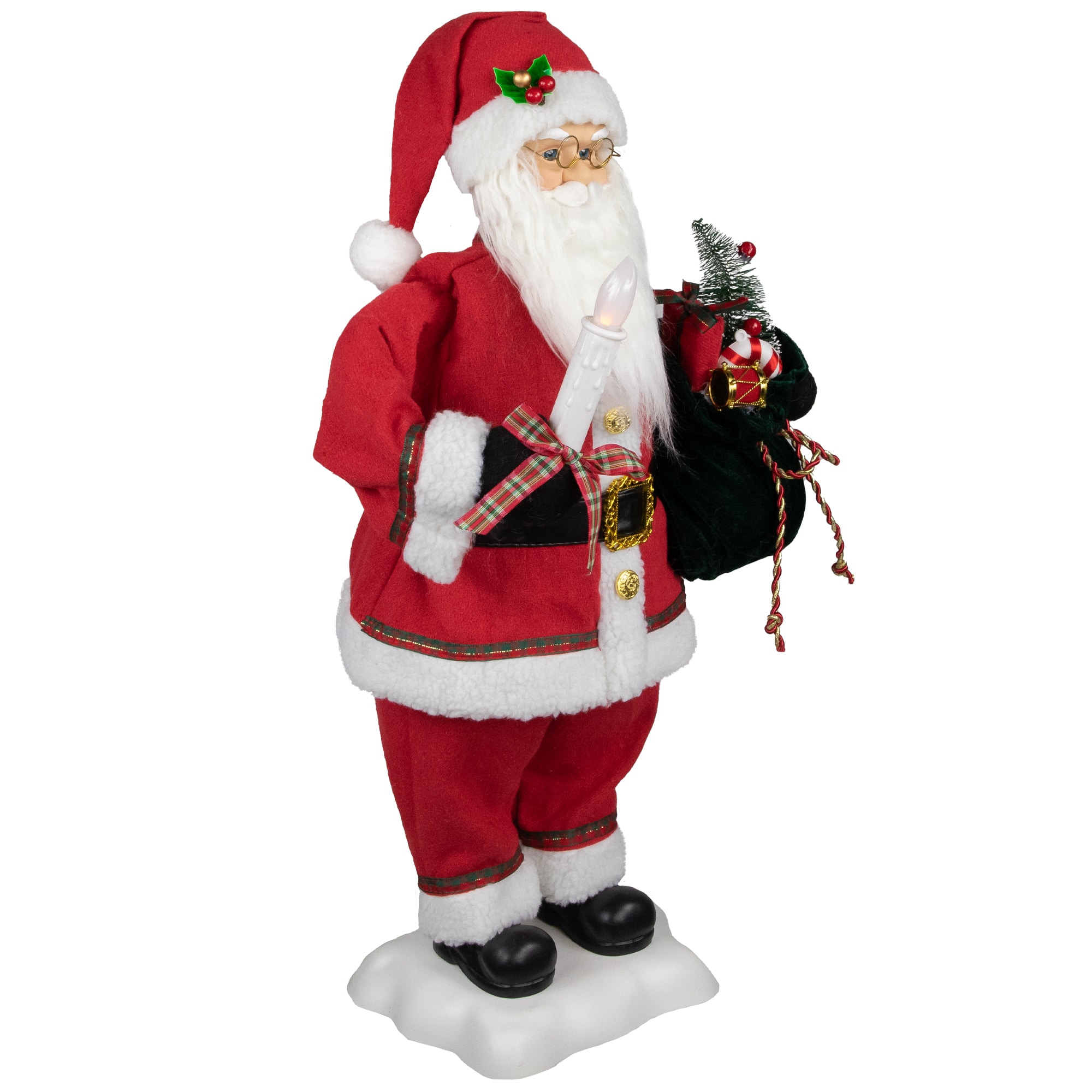 24" Animated Santa Claus with Lighted Candle Musical Christmas Figure