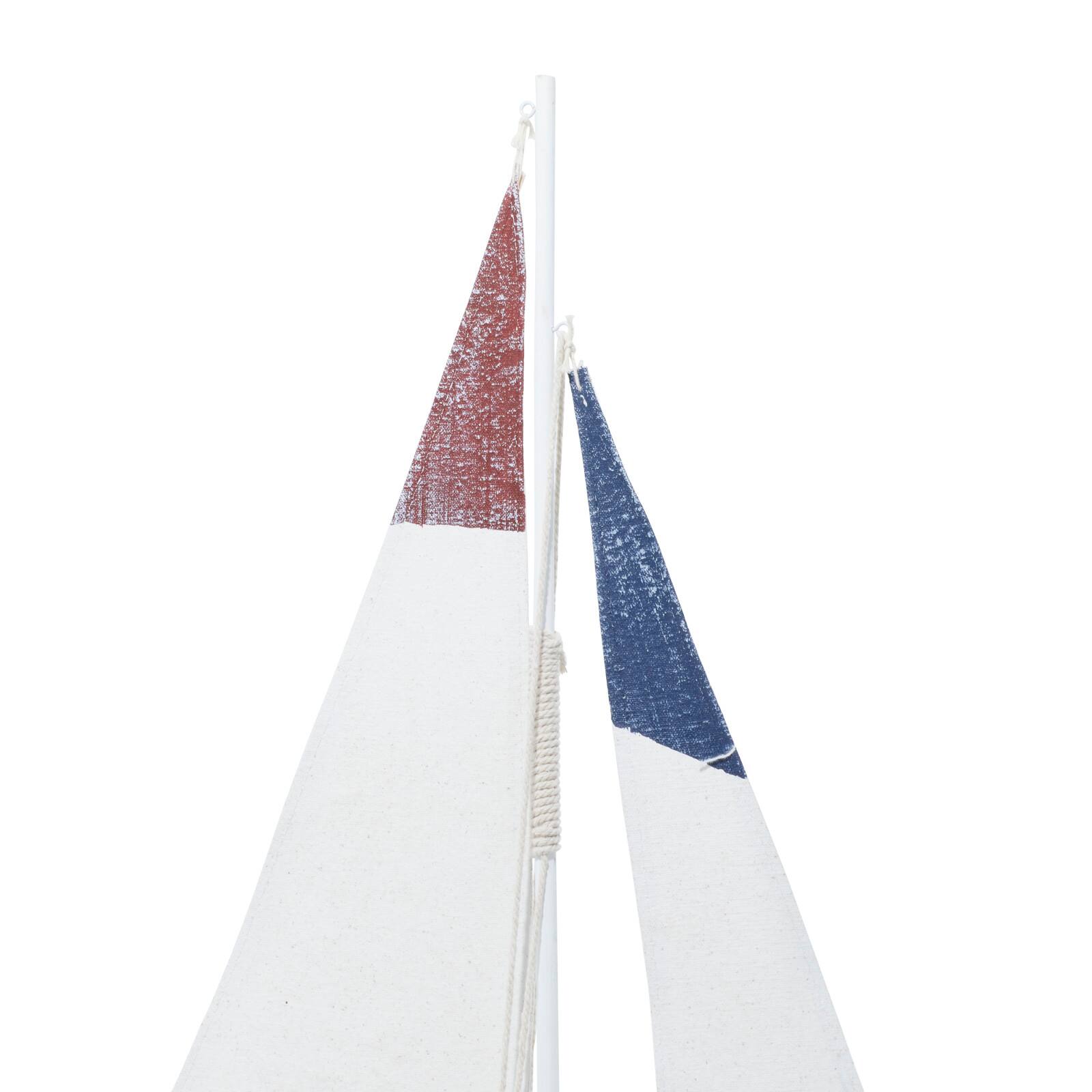 Set of 2 White Wood Coastal Sail Boat Sculpture, 22&#x22; x 13&#x22;