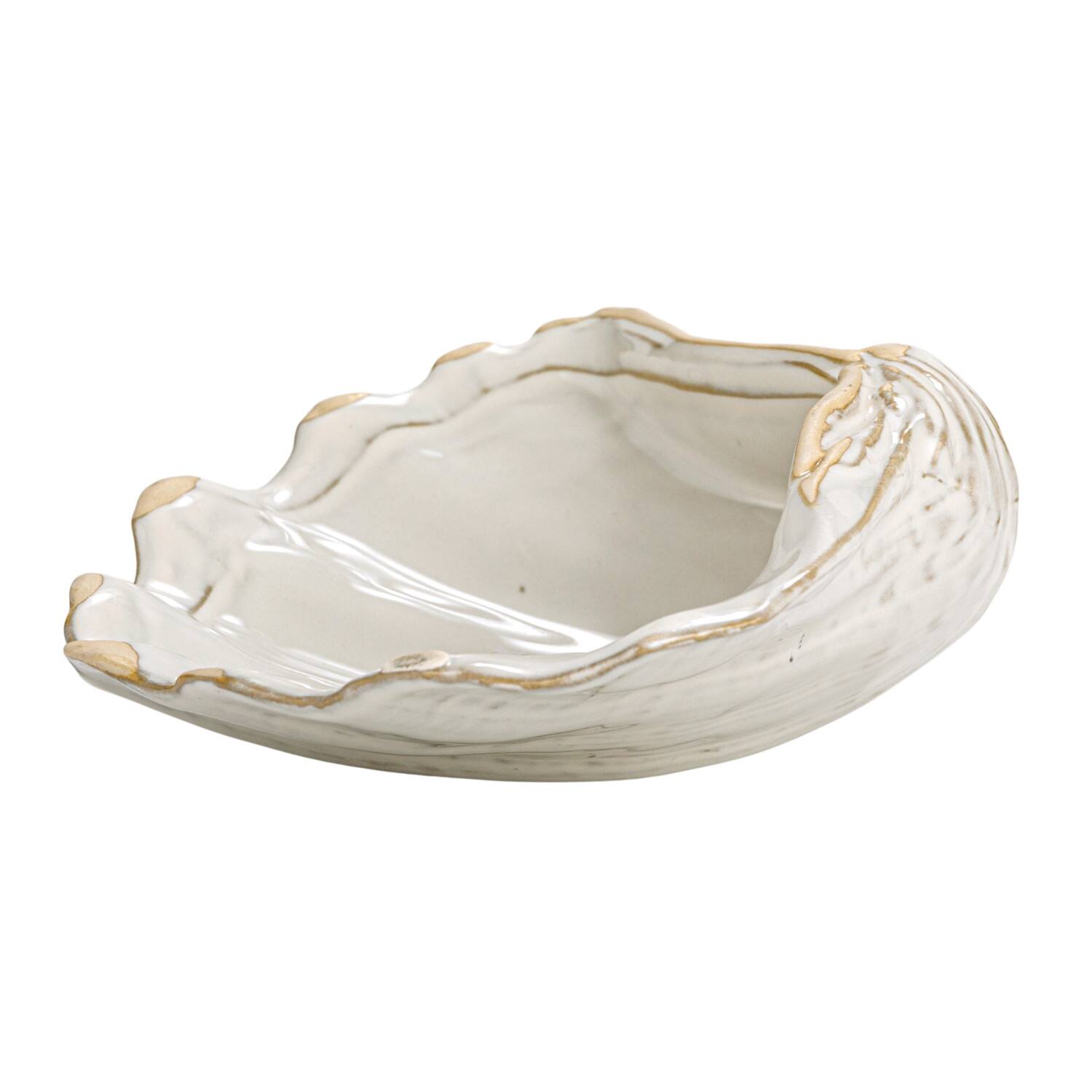 Hello Honey® 8" White Reactive Crackle Glaze Stoneware Shell Plates, 4ct.