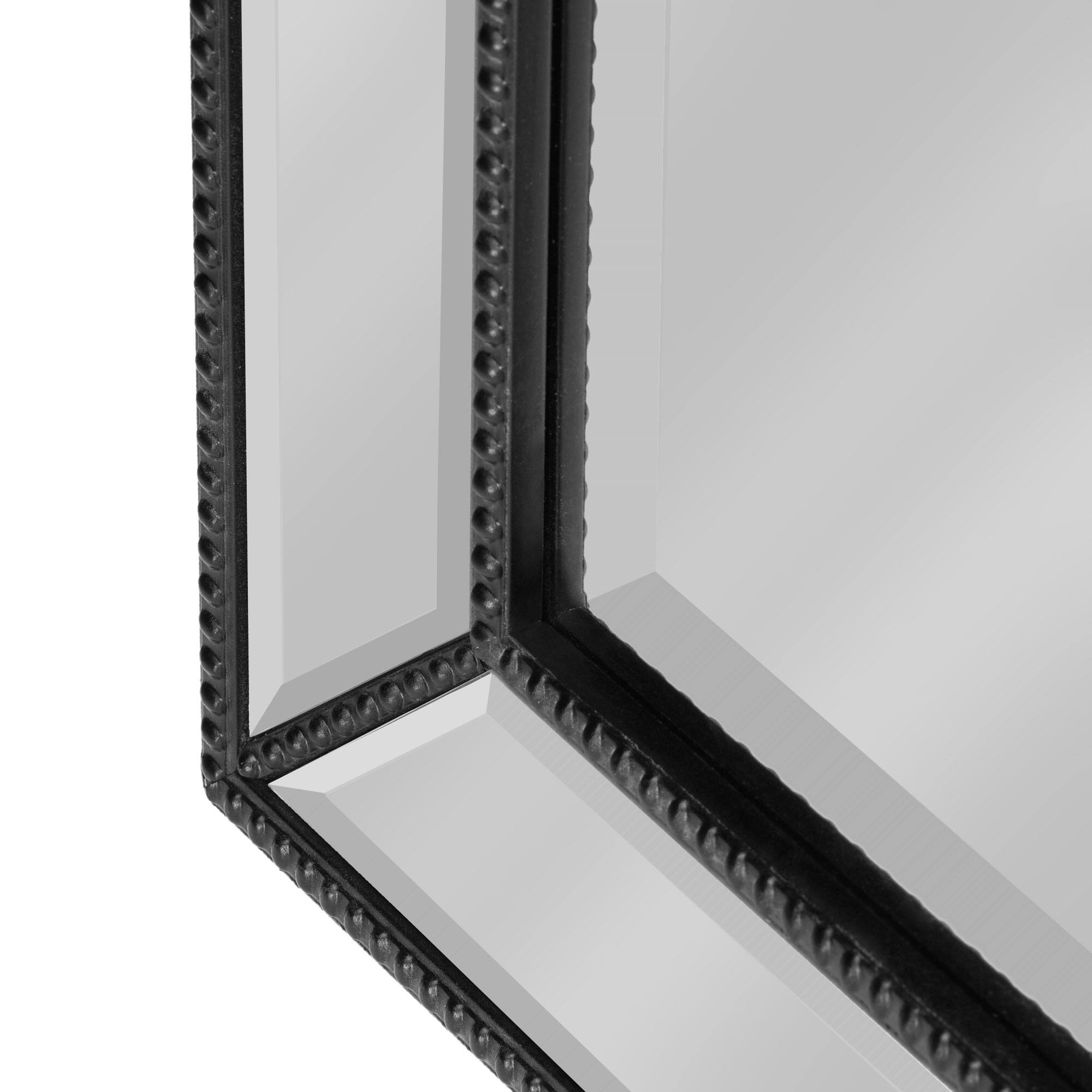 Head West Black Metro Beaded Glass Framed Vanity Mirror - 36&#x22; x 24&#x22;