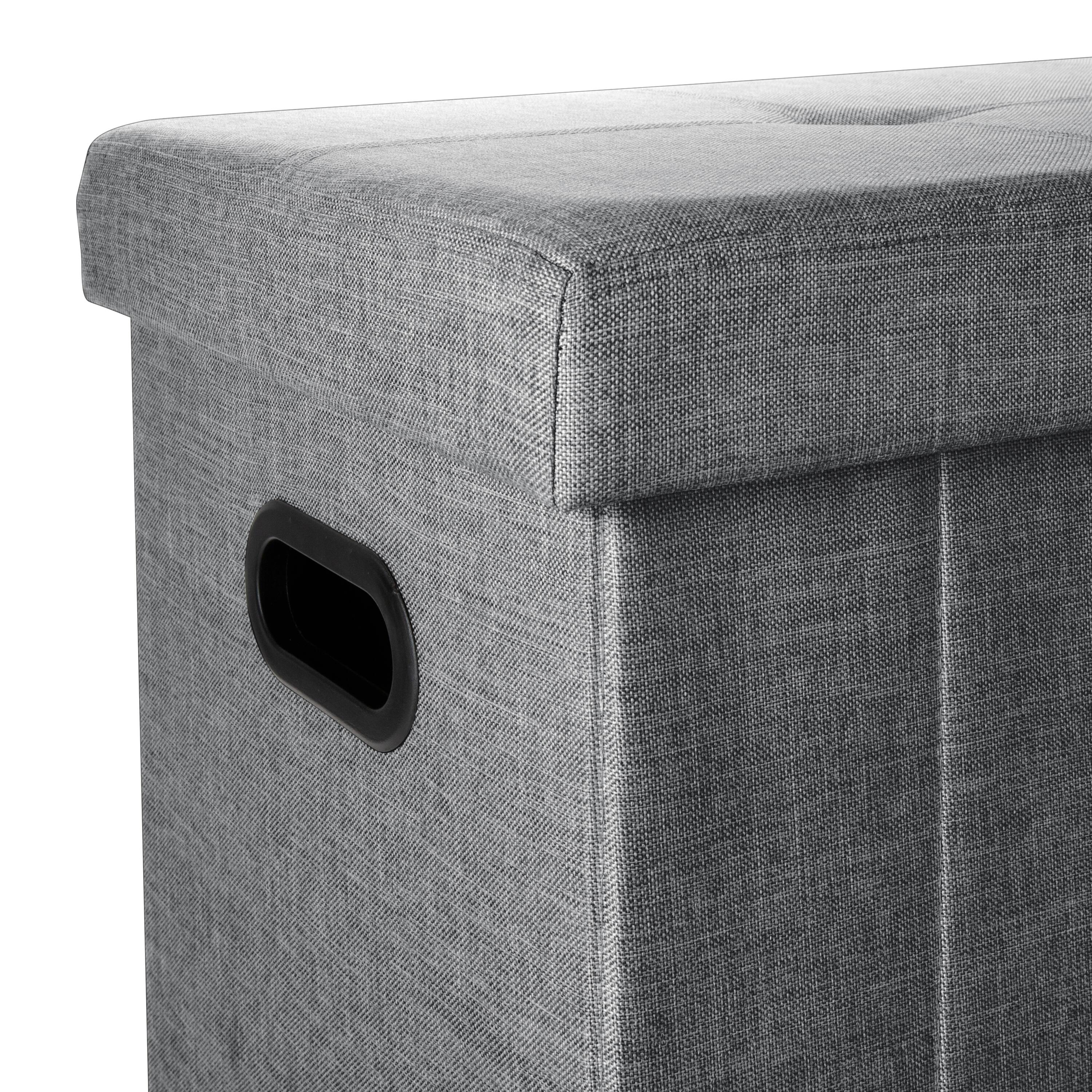 Simplify Gray Collapsible Flip Top Hamper Ottoman