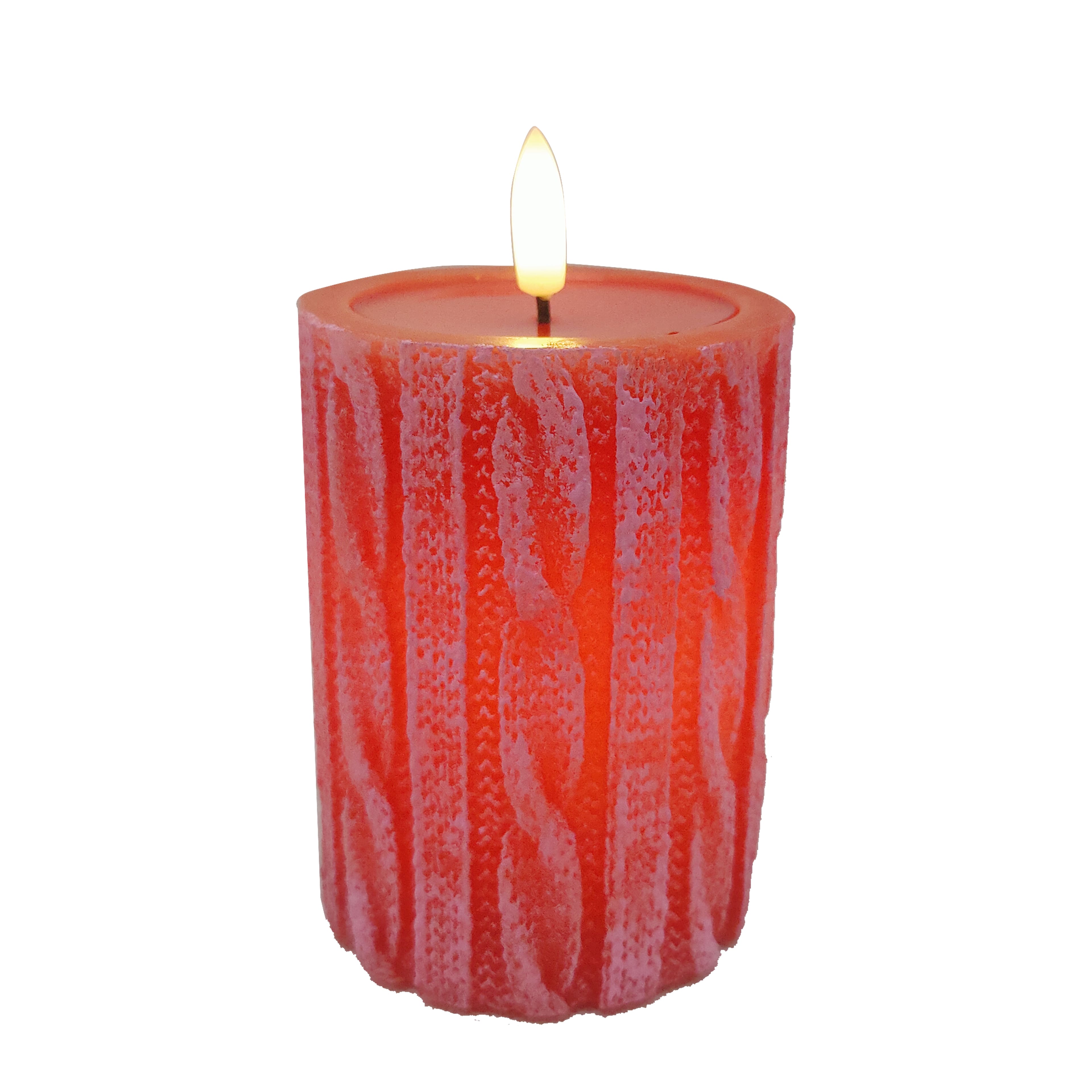 3&#x22; x 4&#x22; Red Knit LED Wax Pillar Candle by Ashland&#xAE;