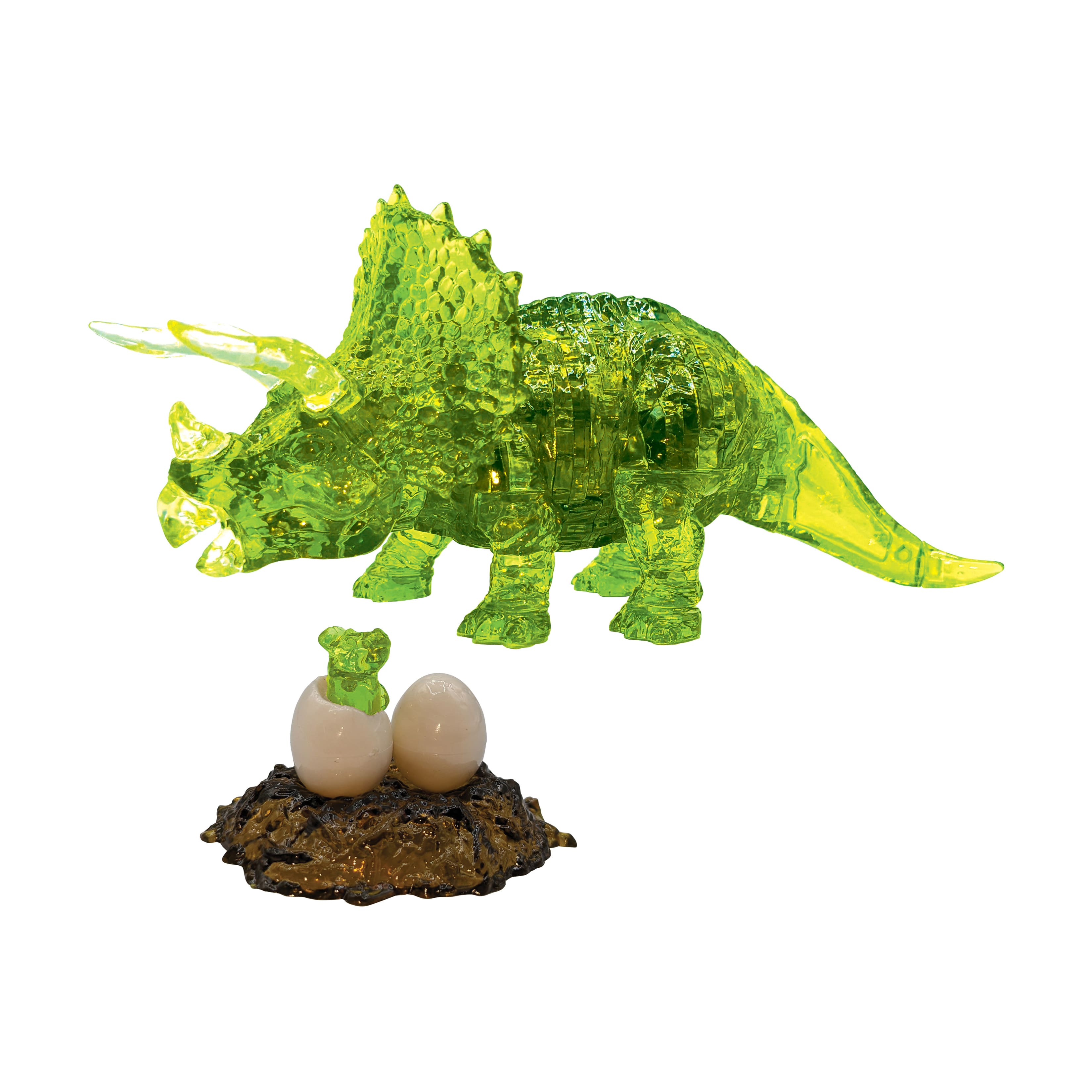 3D Crystal Puzzle - Triceratops &#x26; Baby: 61 Pcs