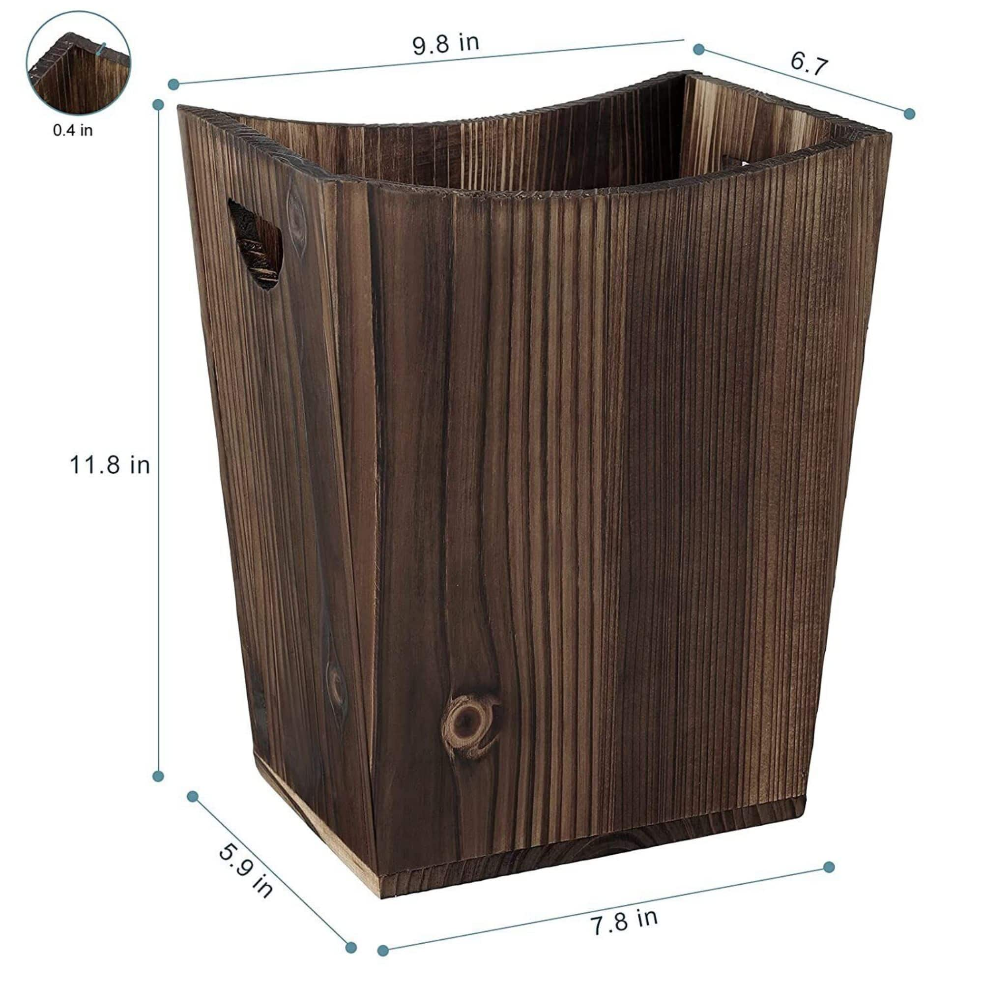 Rustic Farmhouse Style Wood Wastebasket Bin