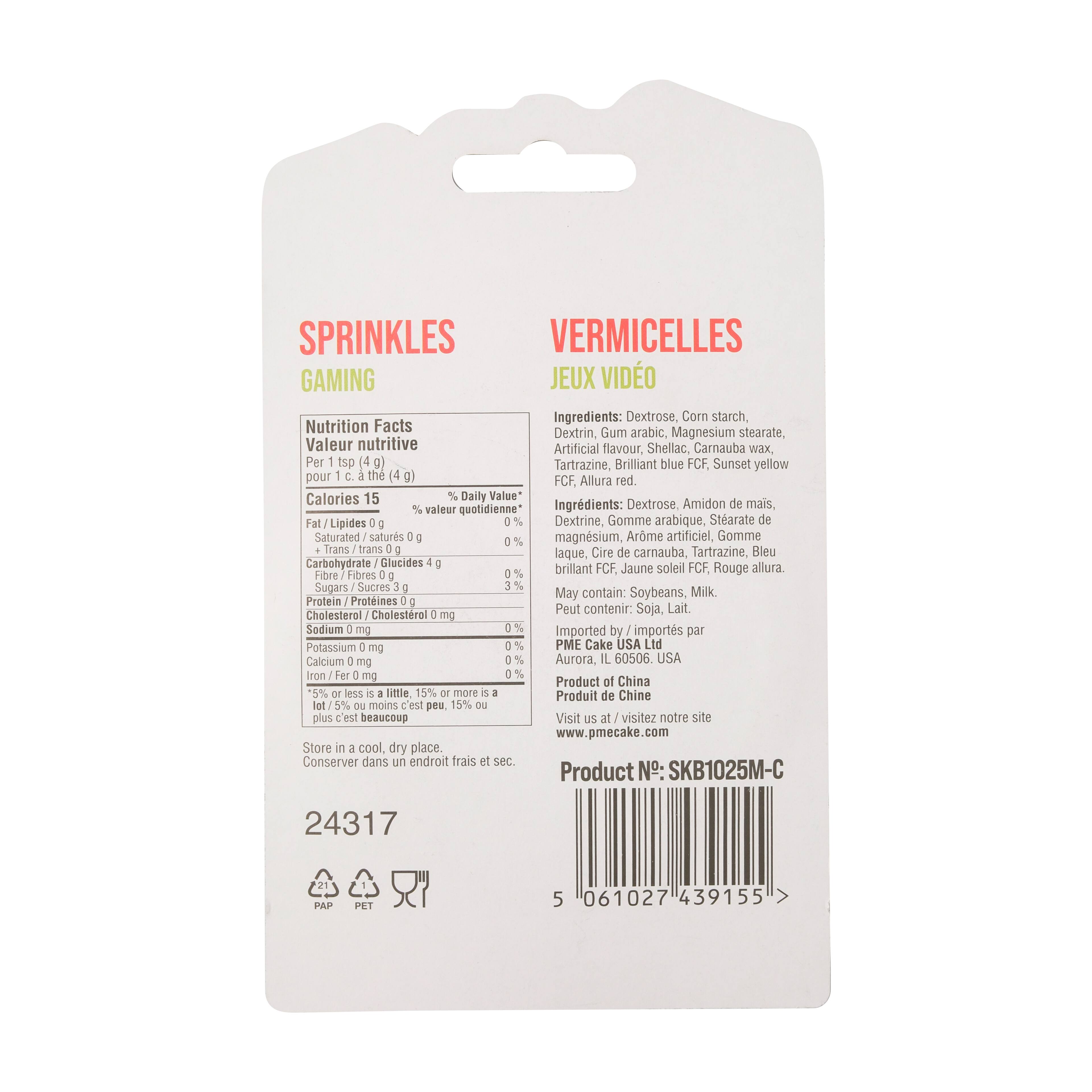 Nonpareilles en forme de contrôleur de jeu fluorescent Sweet Street de PME Cake