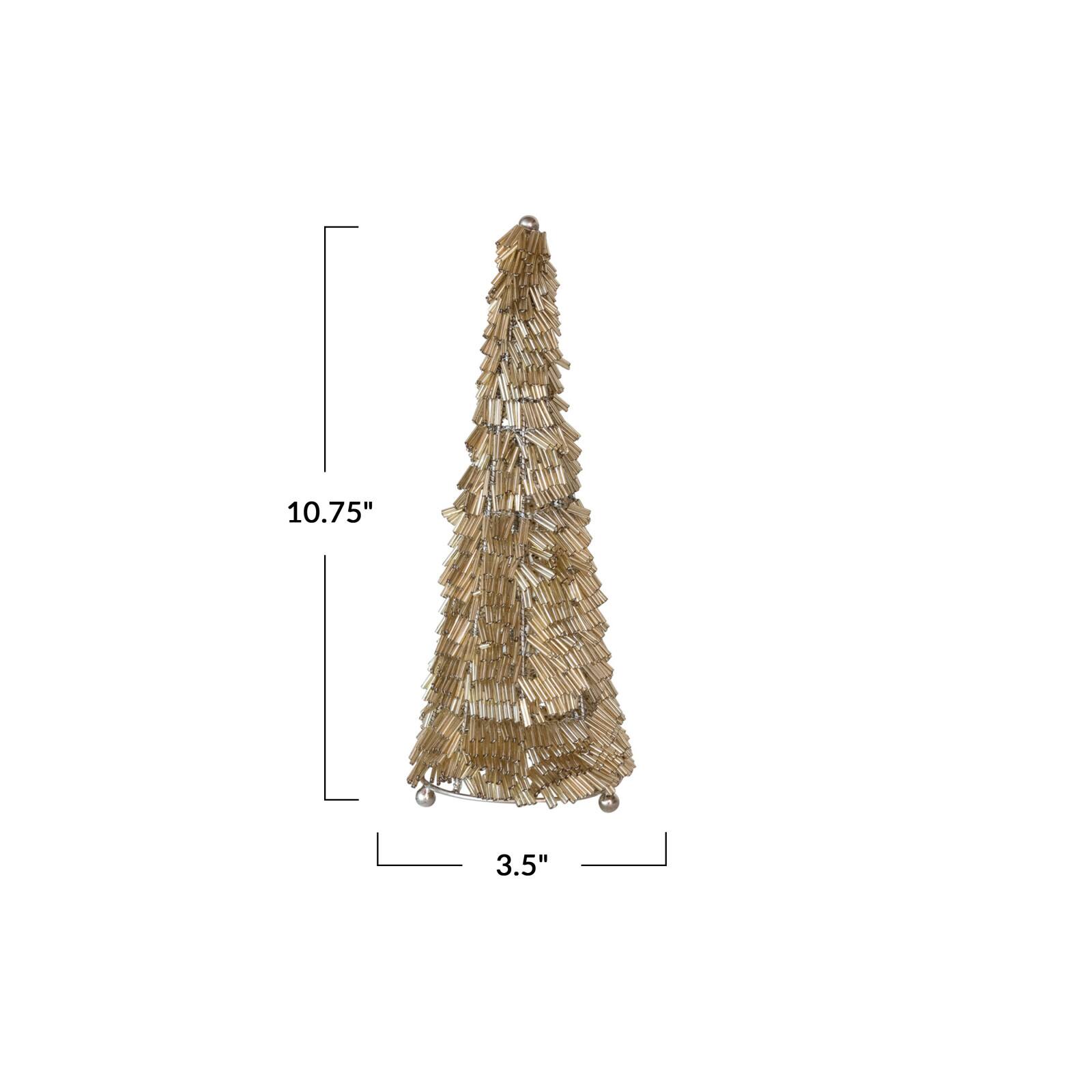 Hello Honey&#xAE; 10.75&#x22; Gold &#x26; Nickel Wire &#x26; Glass Beaded Christmas Tree