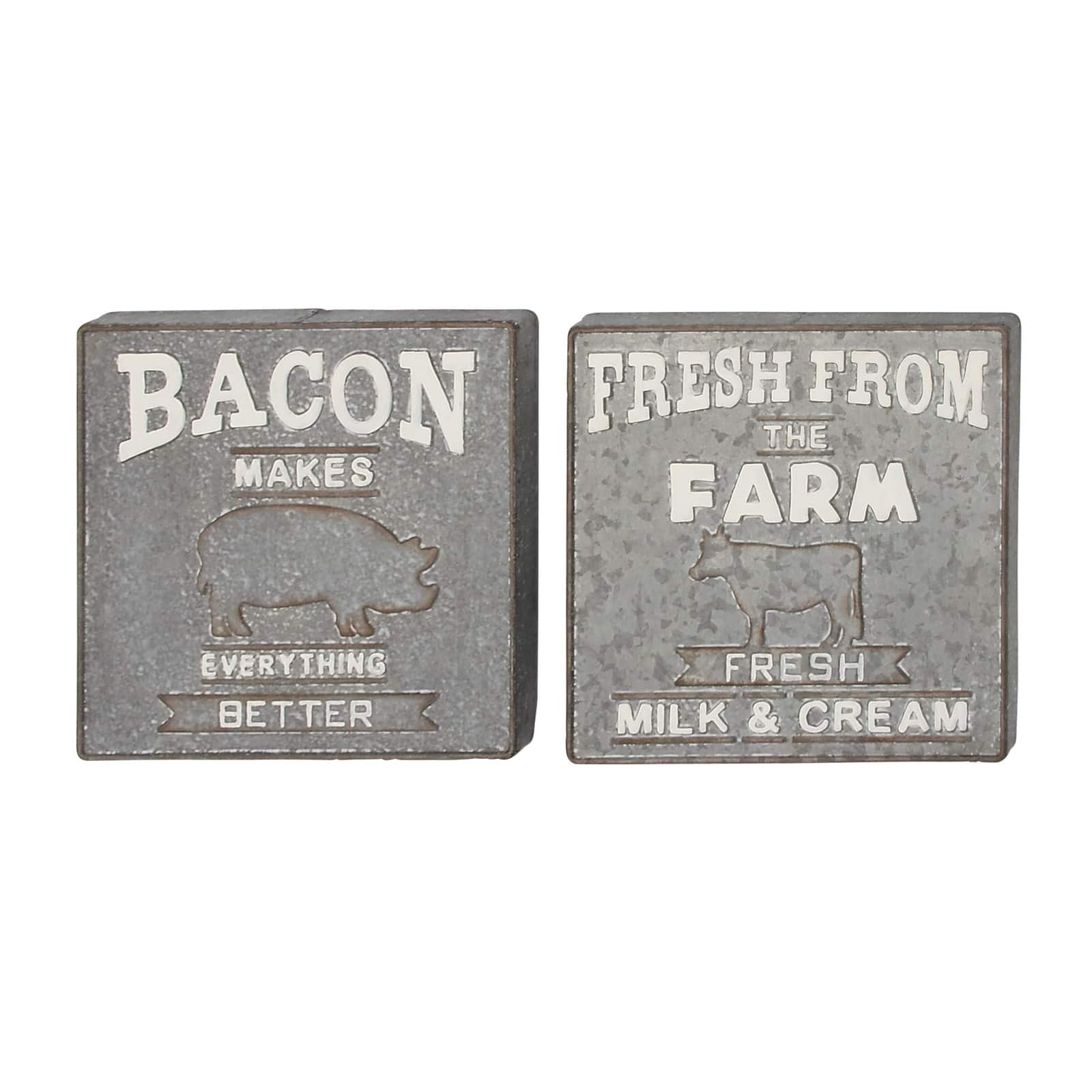 Gray Metal Farmhouse Sign Wall D&#xE9;cor Set