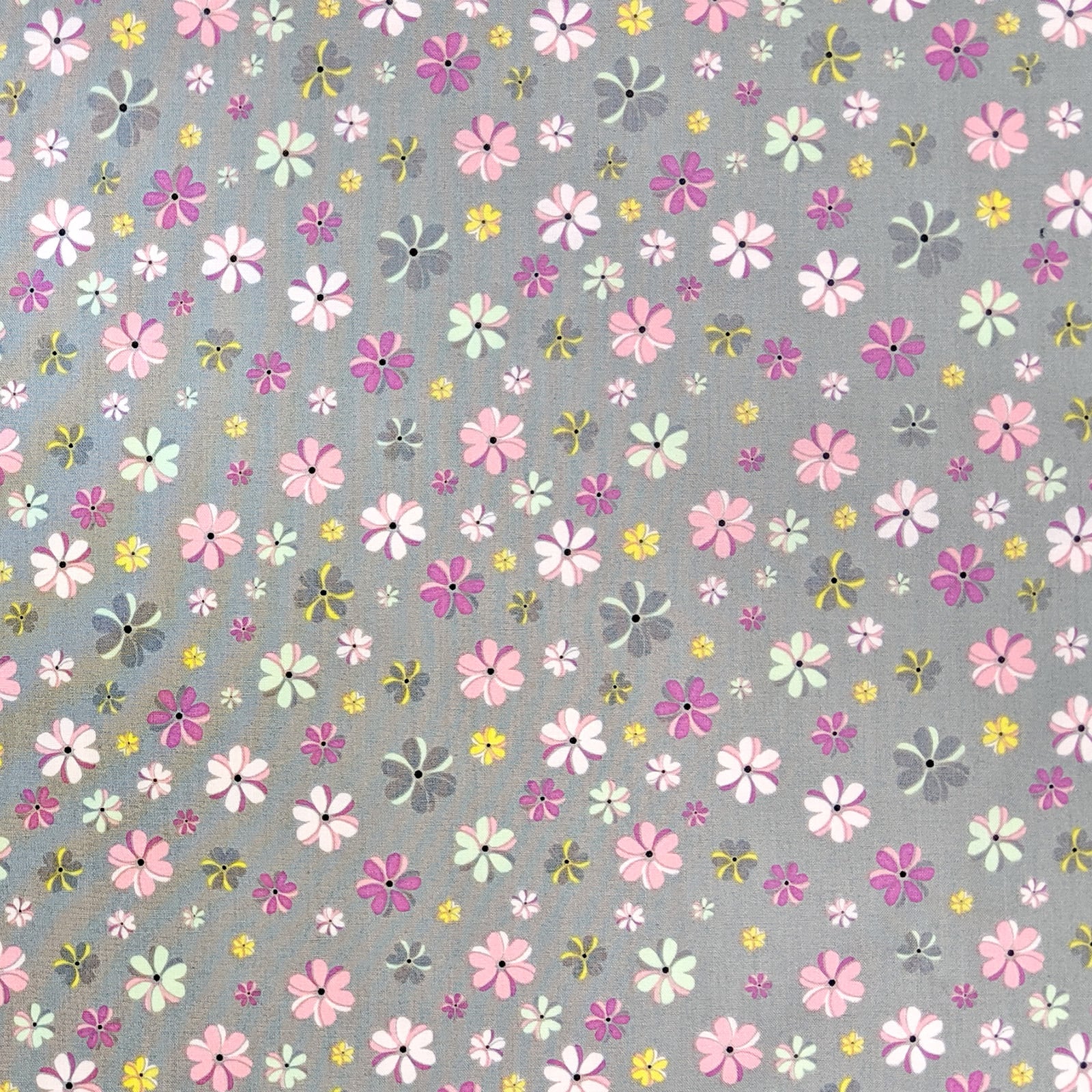 Camelot Fabrics My Pink &#x26; Gray Floral Novelty Cotton Fabric