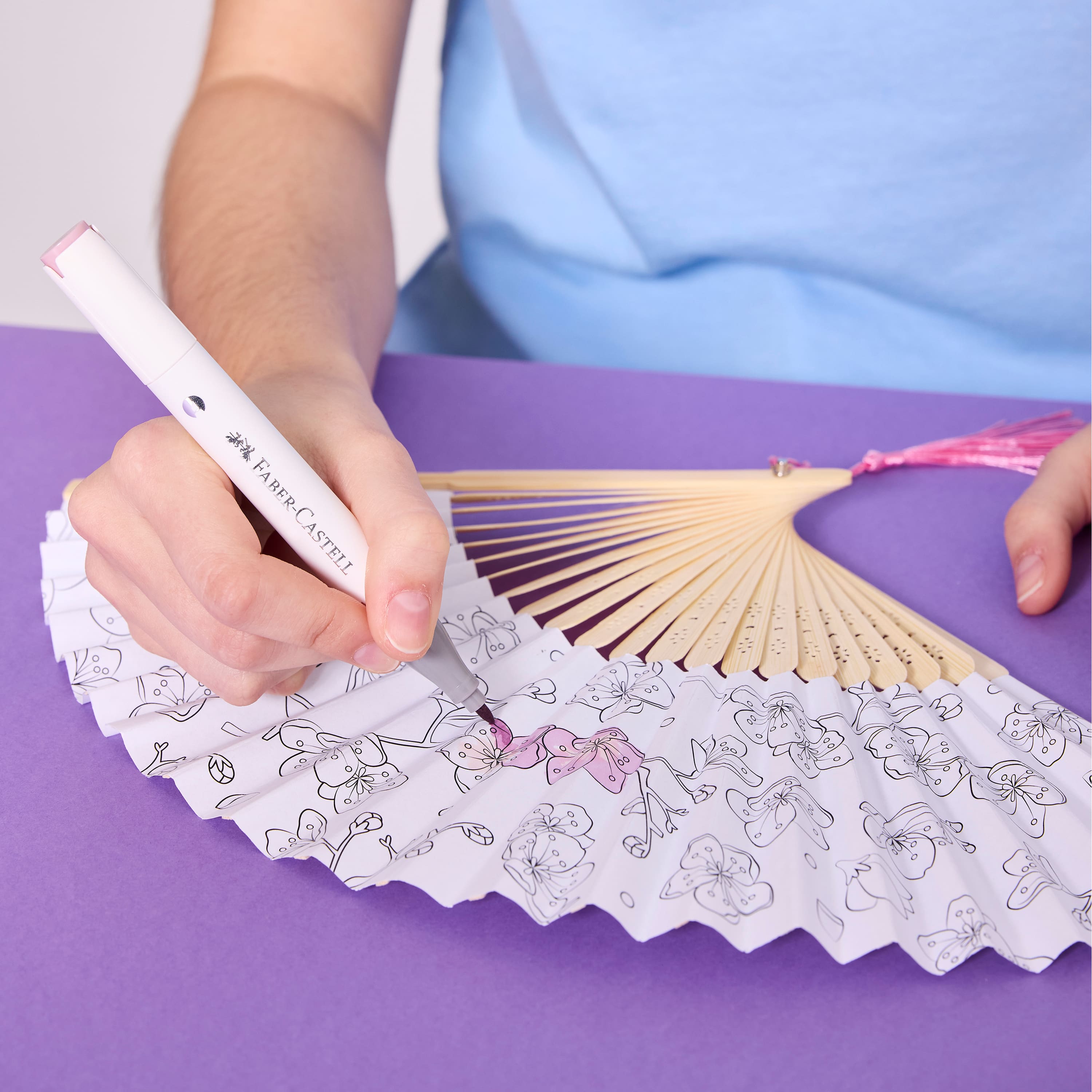 Faber-Castell&#xAE; Cherry Blossom Paper Fan Coloring Kit