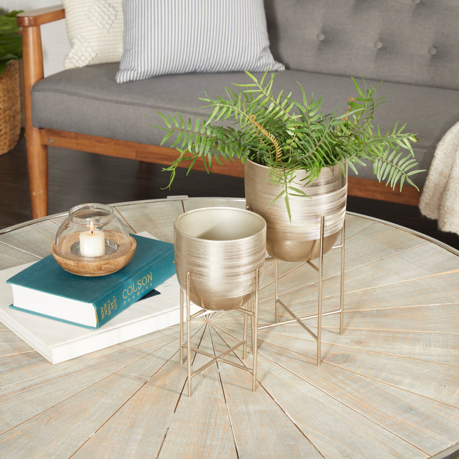 Silver Modern Planter, Set of 2" 6", 5"