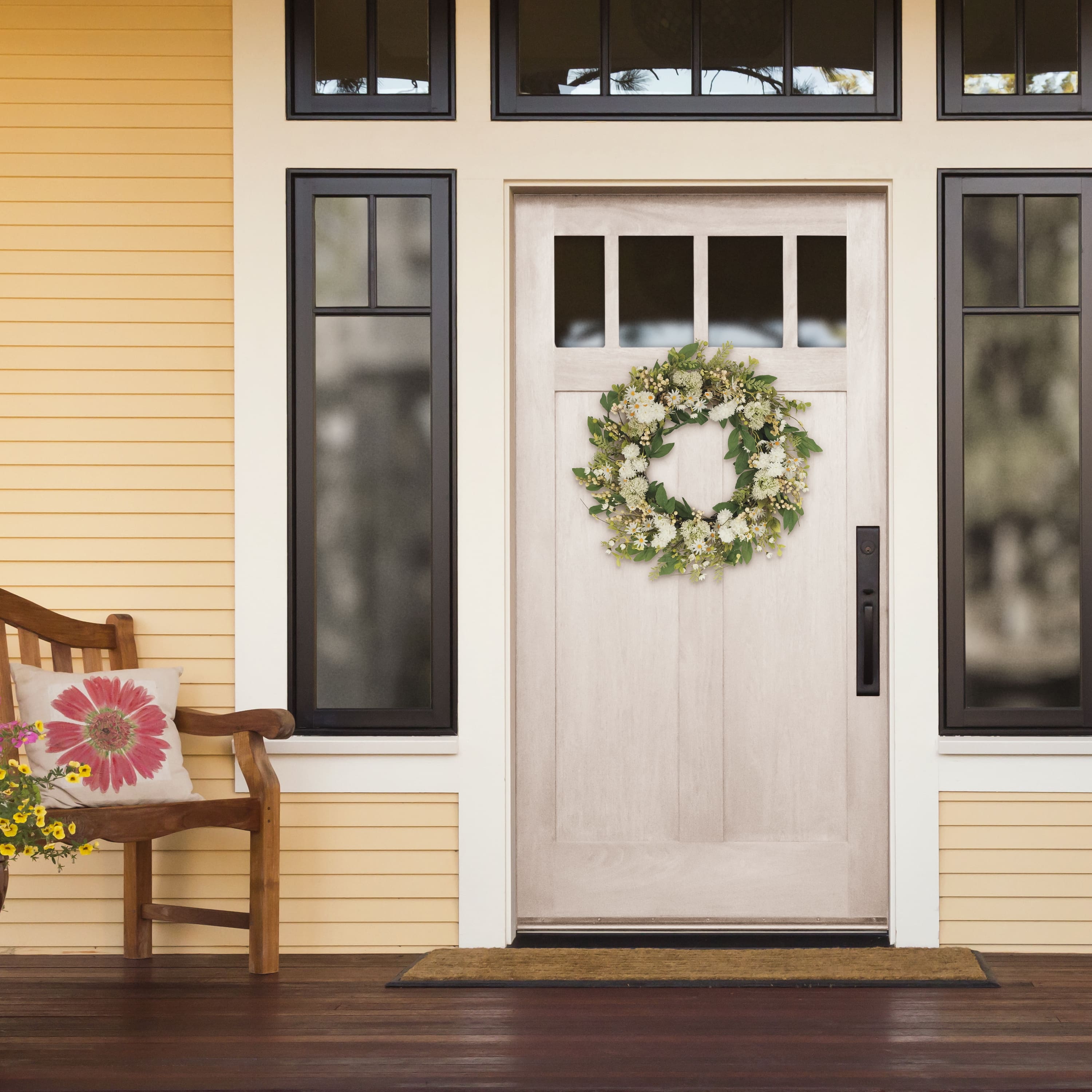 6 Pack: 30&#x22; White Mum &#x26; Daisy Floral Spring Wreath