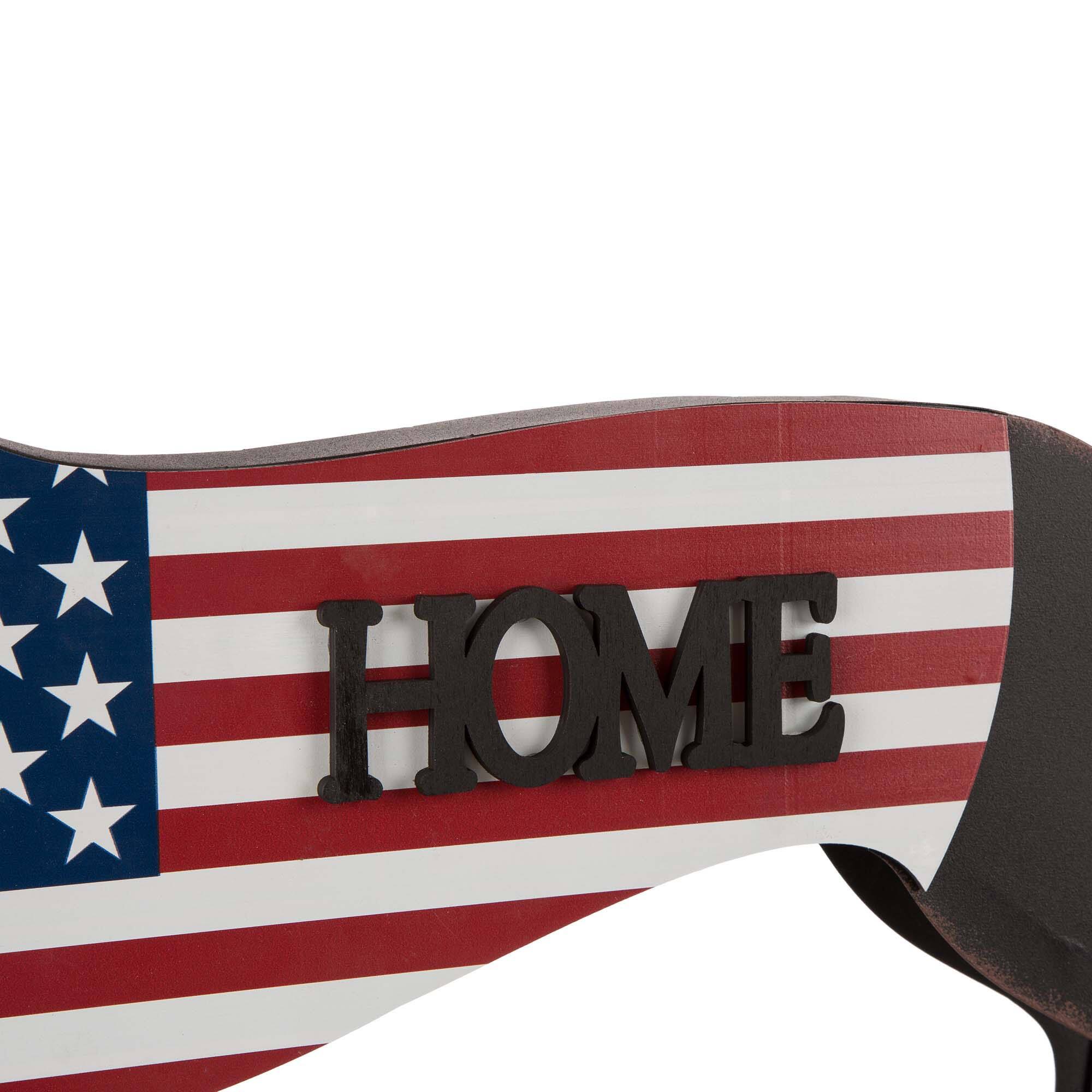 Glitzhome® 24.5" Patriotic Double-Sided HOME/WELCOME Dachshund Décor