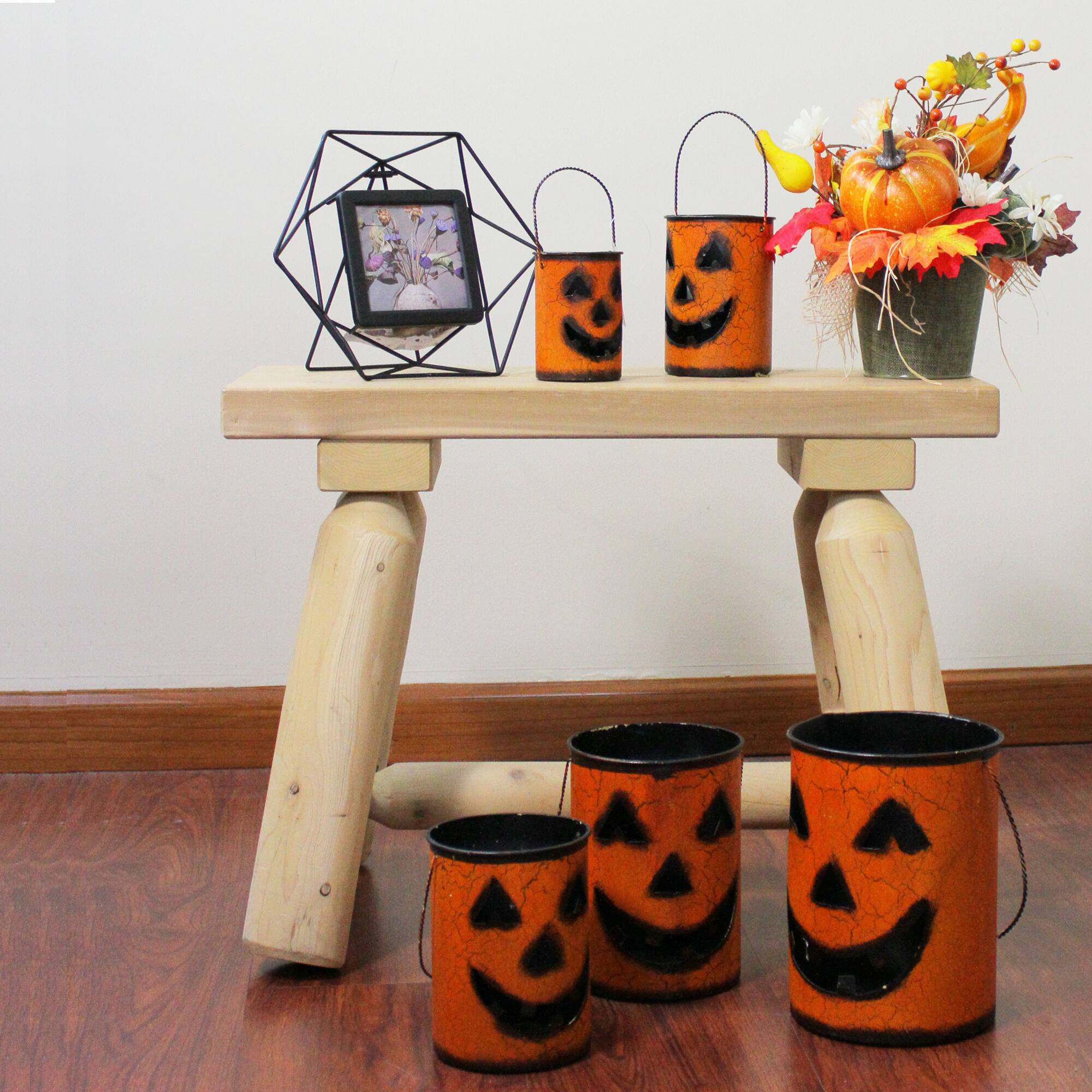 Nesting Luminary Jack-O-Lantern Pumpkin Halloween Container Basket Set