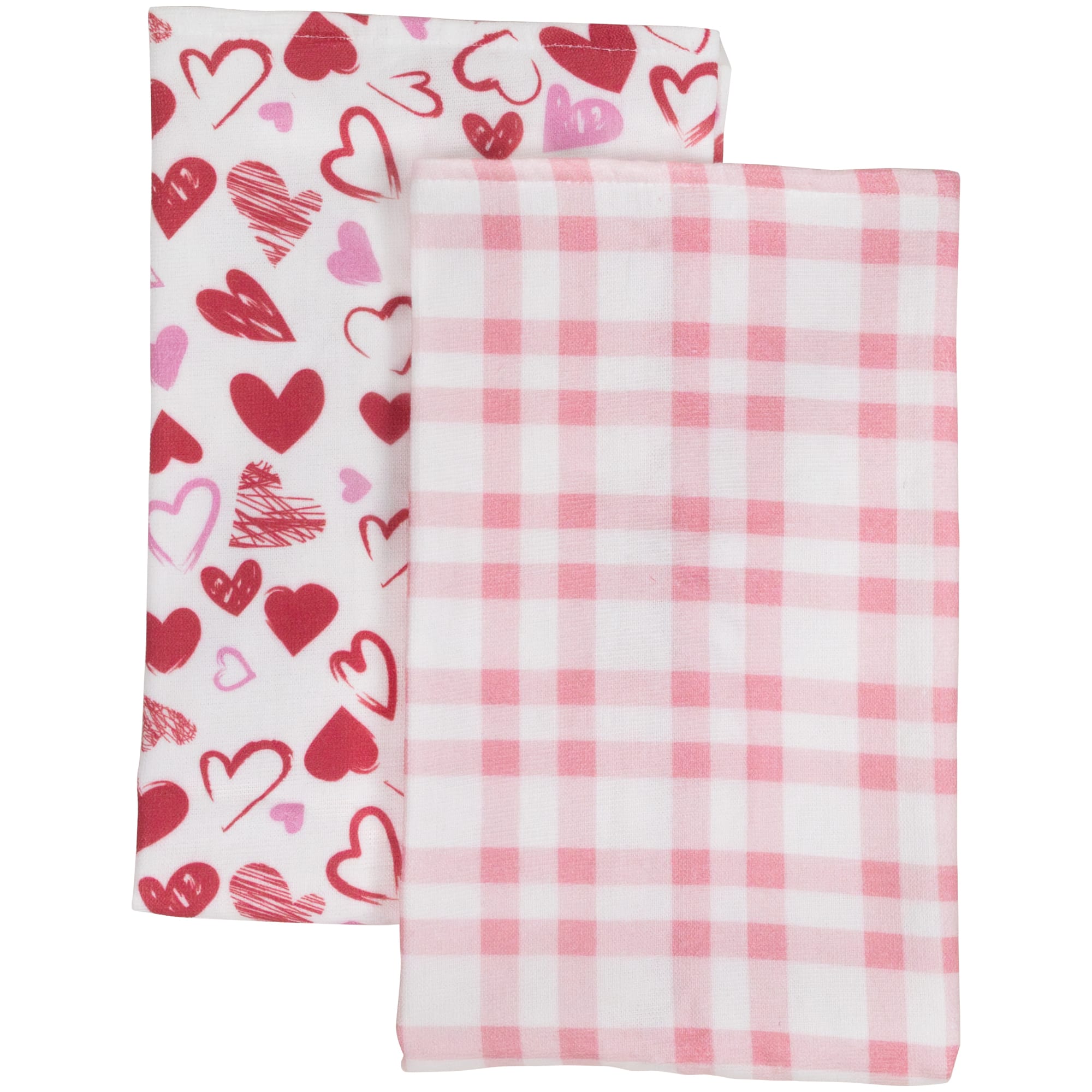Plaid & Hearts Valentine's Day Kitchen Tea Towels Set