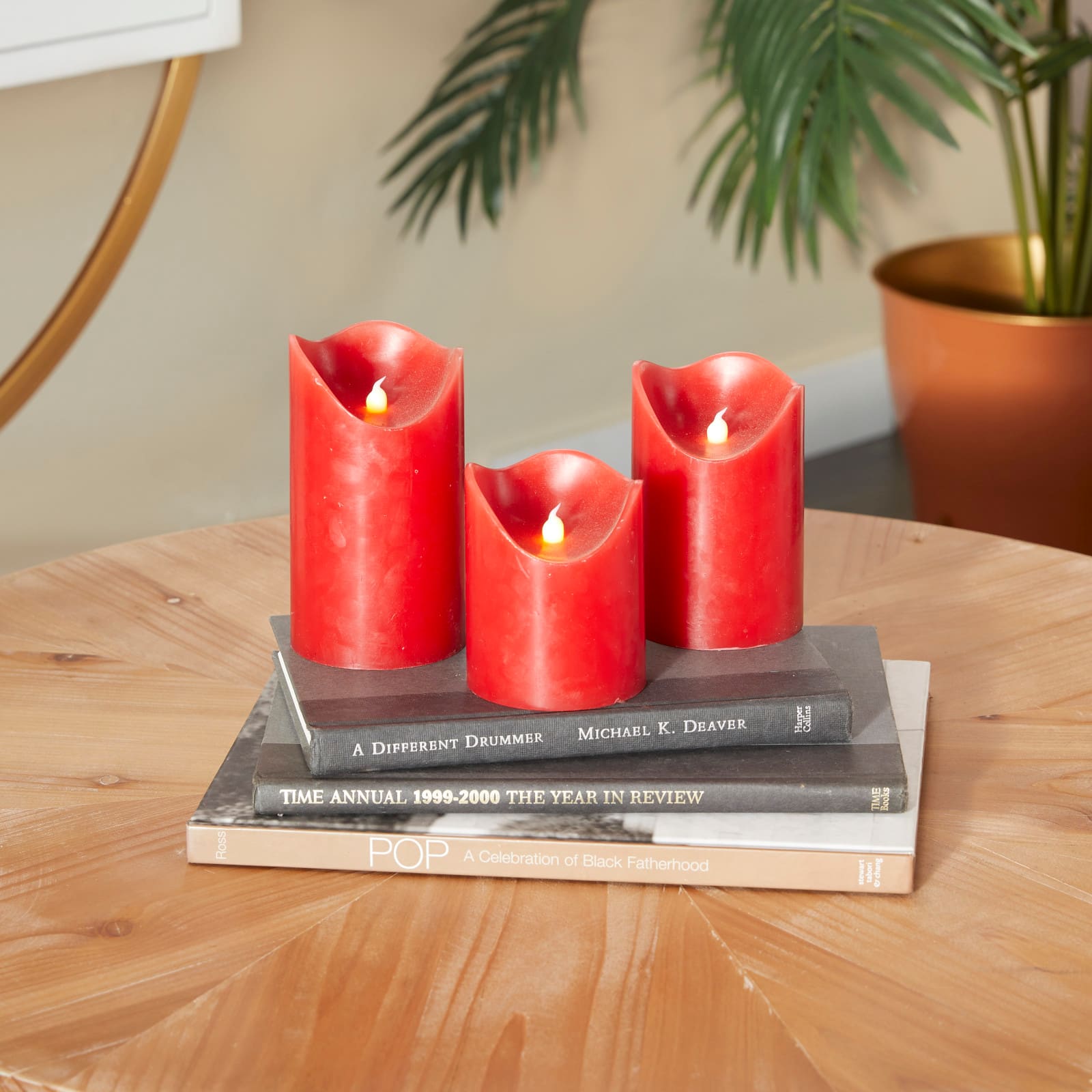 Red Traditional Flameless Candle Set