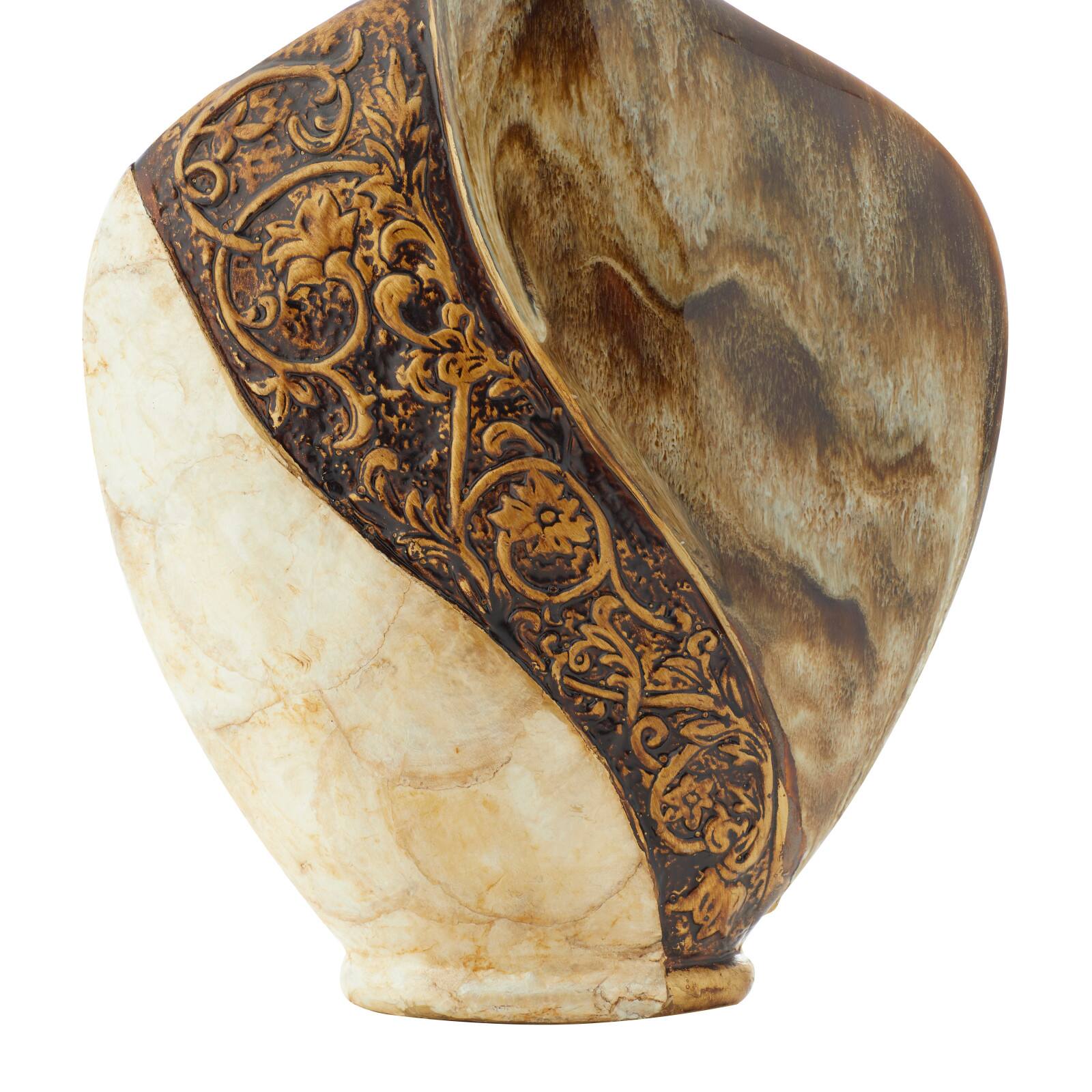 Brown Ceramic Traditional Vase, 18" x 11" x 3"