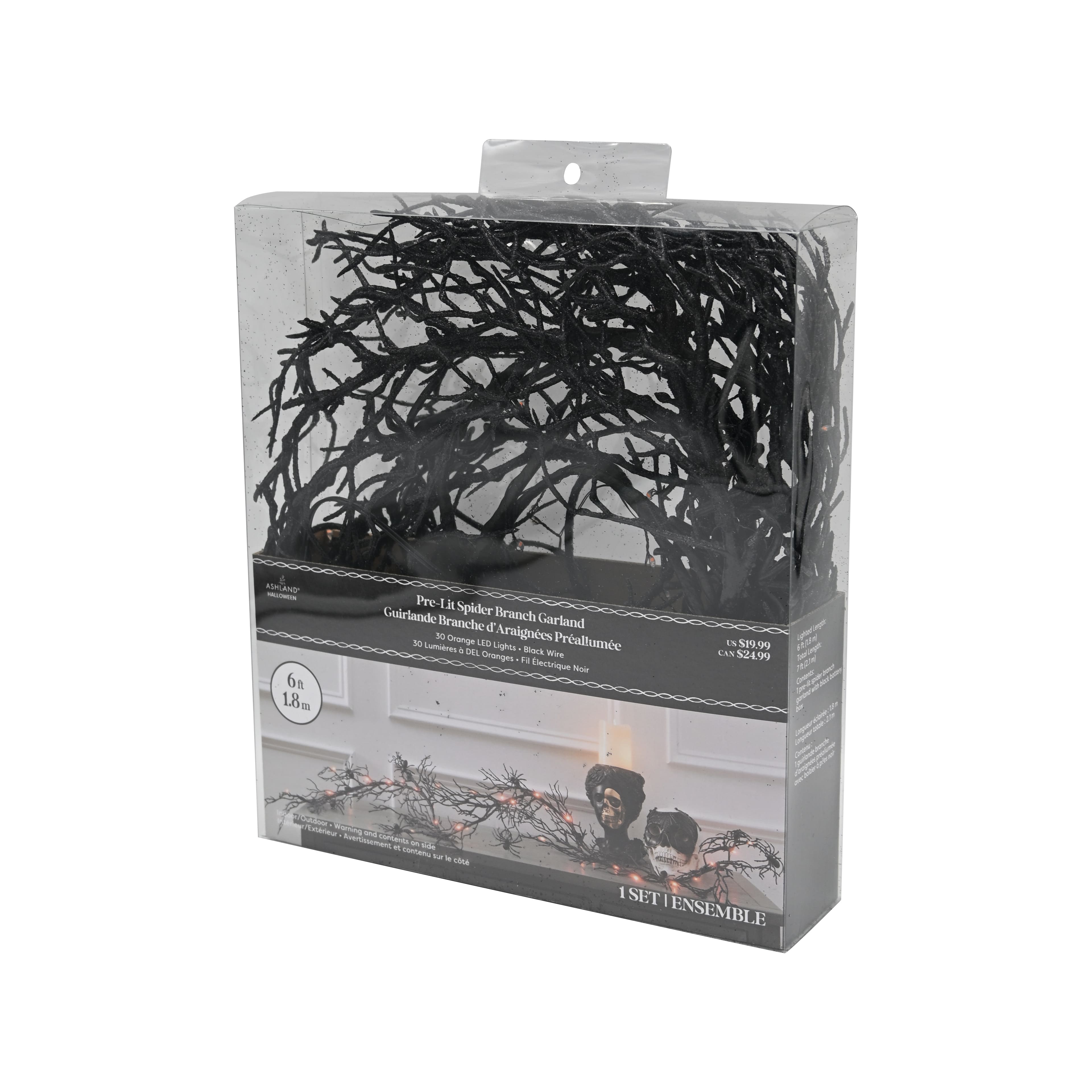 6ft. Orange LED Lighted Branch String Lights with Spiders by Ashland&#xAE;