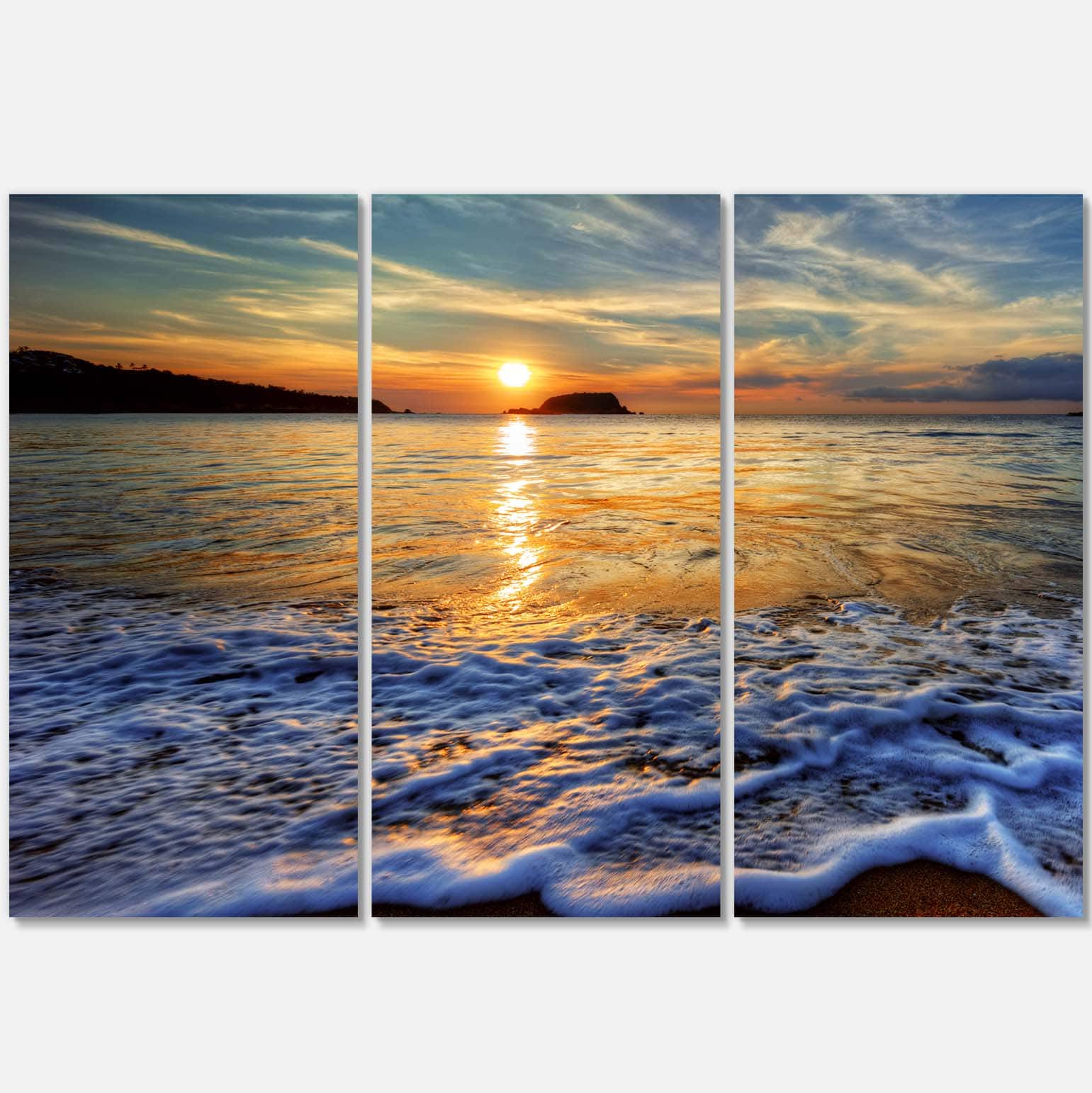 Designart - Peaceful Sandy Beach with Waves - Extra Large Canvas Art Print