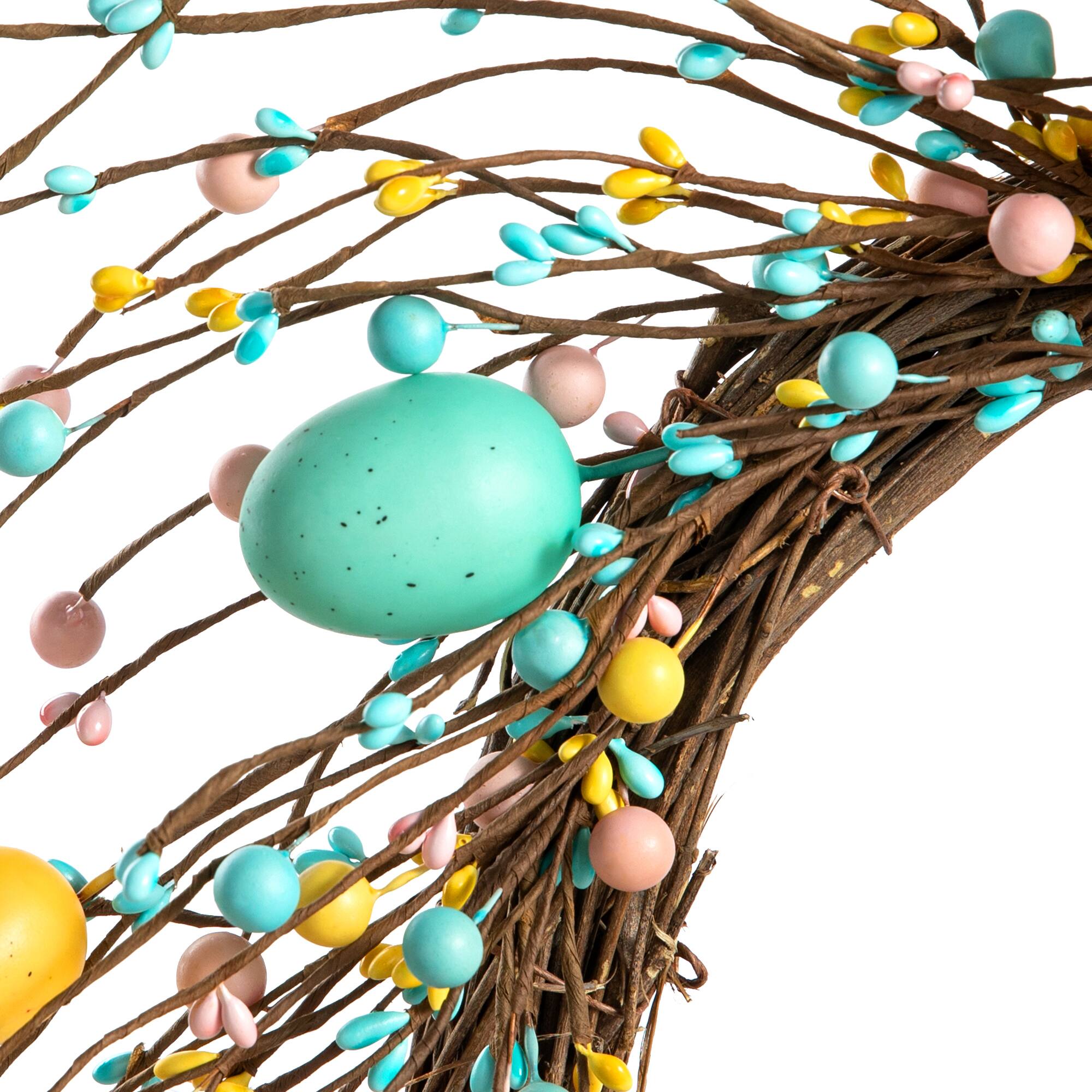 Glitzhome® 22" Pastel Easter Egg Wreath