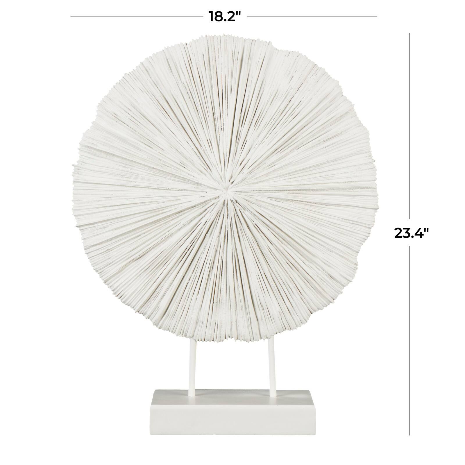 23" Cream Resin Coral Textured Round Sculpture