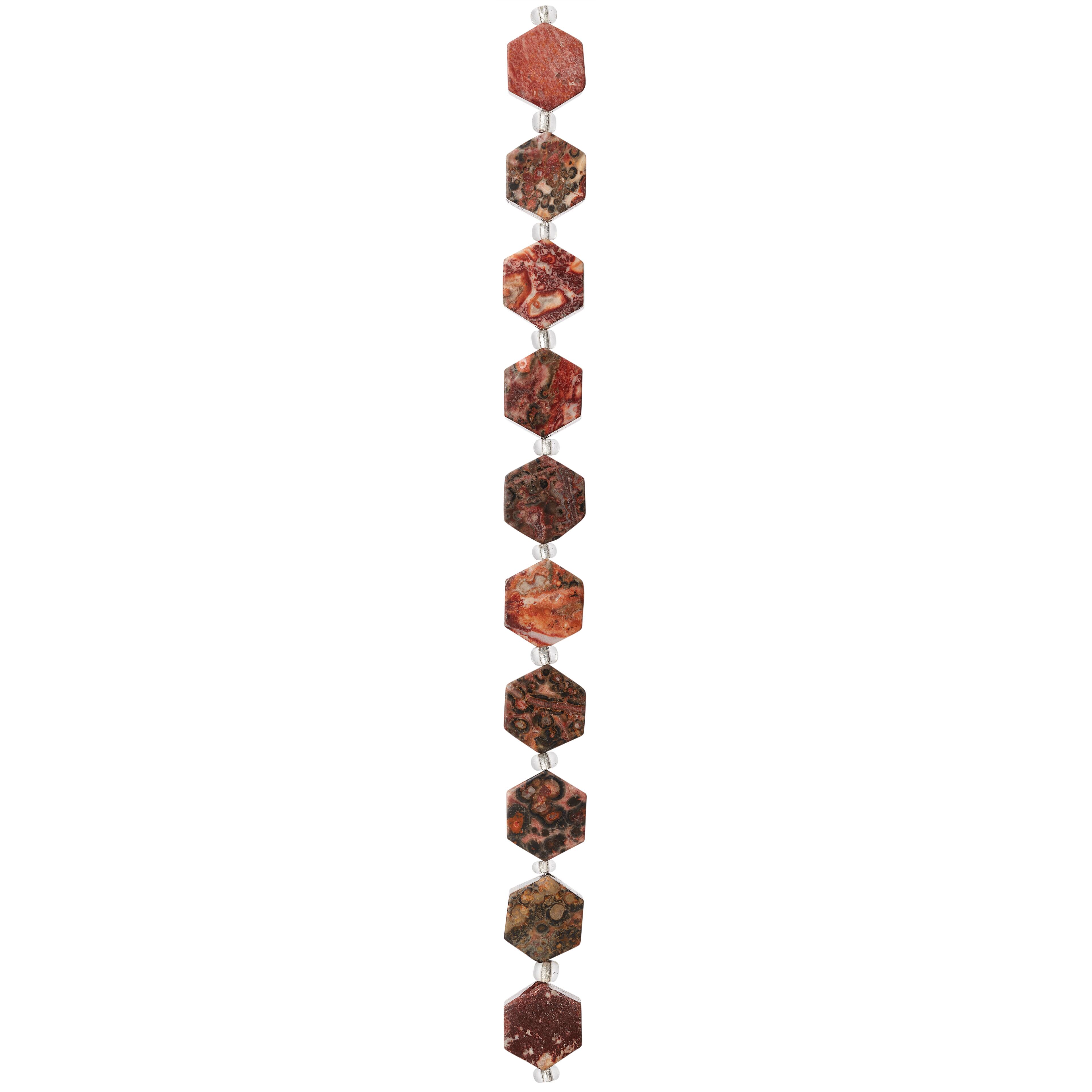 12 Pack: Leopard Jasper Hexagon Beads, 12mm by Bead Landing™