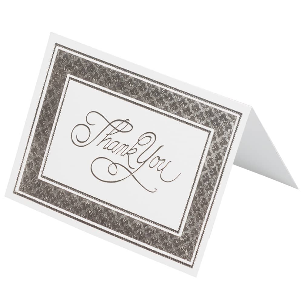 JAM Paper Silver Border Thank You Cards & Envelopes, 25ct.