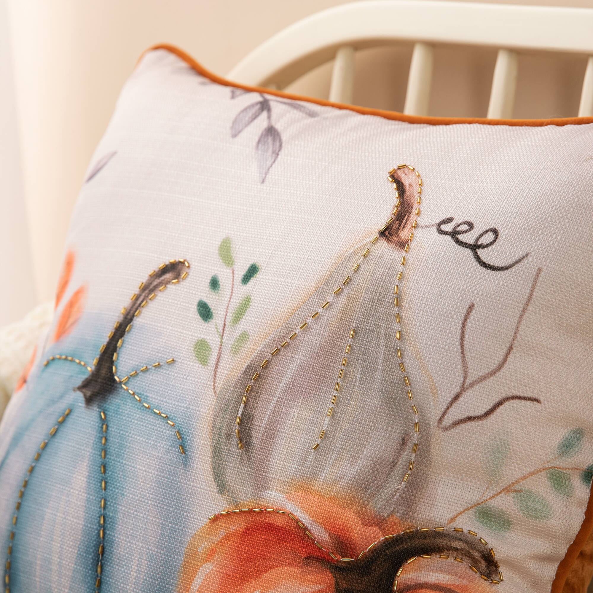 Glitzhome&#xAE; Faux Burlap Pumpkin Pillow Cover